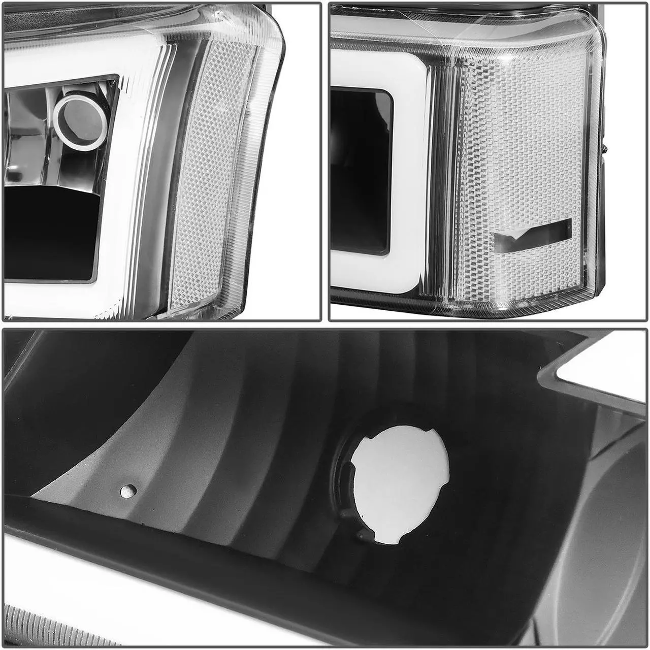 Alt view image 5 of 7 - DNA Motoring HL-LB-CSIL03-BK-CL1 For 2003 to 2007 Chevy Silverado 1500 2500 3500HD Classic Avalanche Pair 3D LED DRL Bar Headlight + Bumper Lamps Black 04 05 06