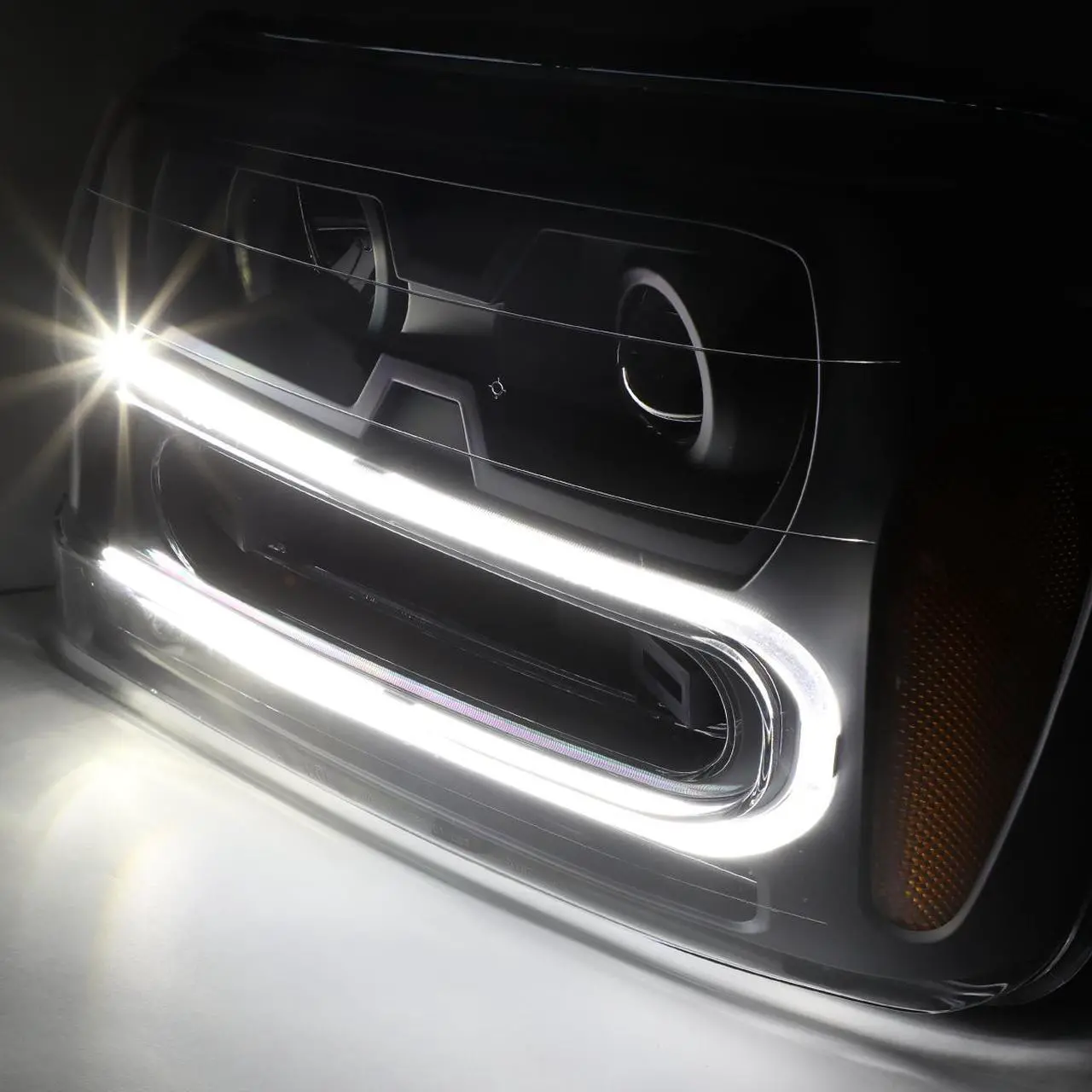 Alt view image 2 of 5 - DNA Motoring HL-HPL-CTR02-BK-AM For 2002 to 2009 Chevy Trailblazer LED Daytime Running Projector Headlight Black Housing Amber Corner Headlamp 03 04 05 06 07 08 Left + Right