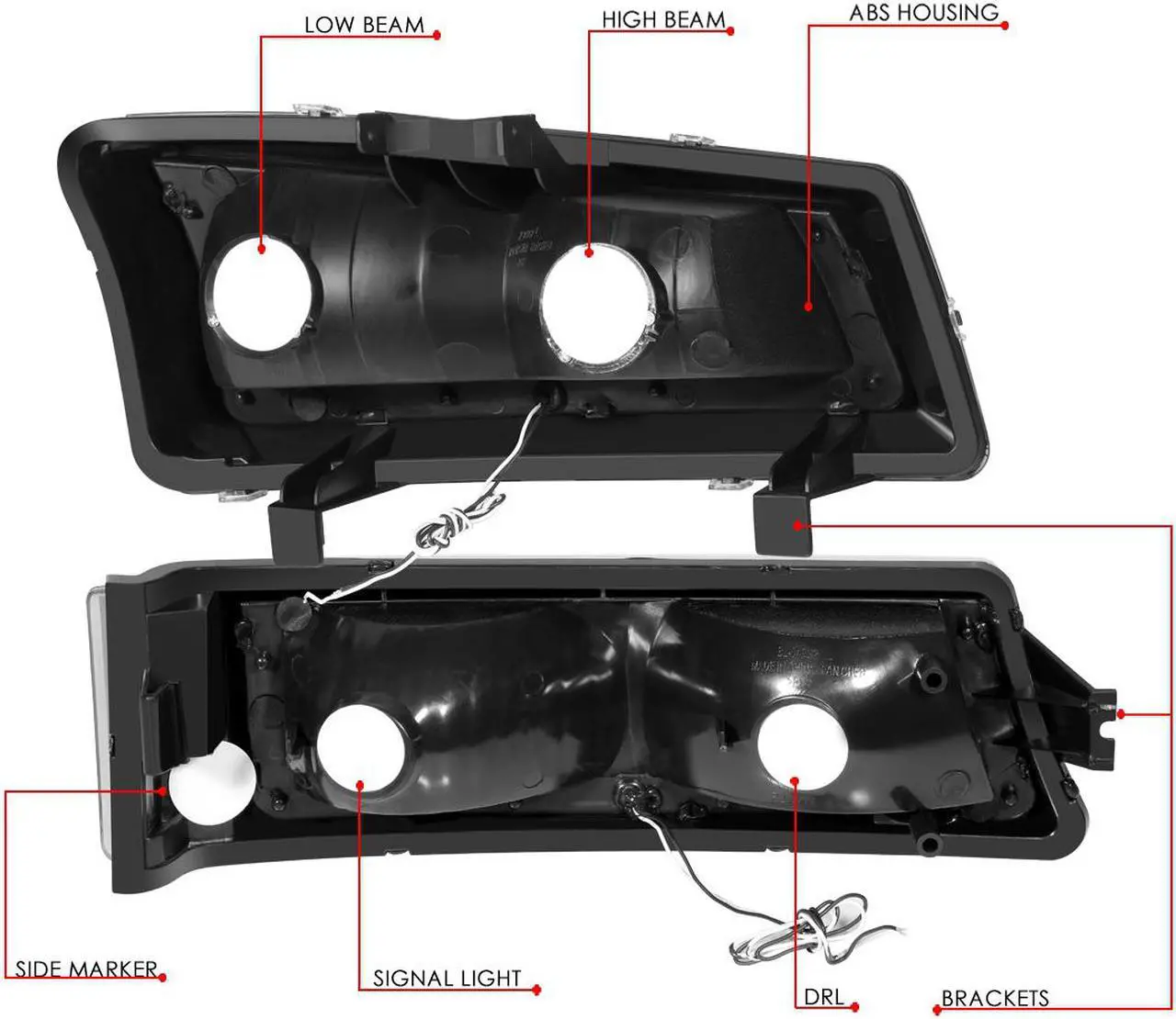 Alt view image 6 of 7 - DNA Motoring HL-LB-CSIL03-BK-CL1 For 2003 to 2007 Chevy Silverado 1500 2500 3500HD Classic Avalanche Pair 3D LED DRL Bar Headlight + Bumper Lamps Black 04 05 06