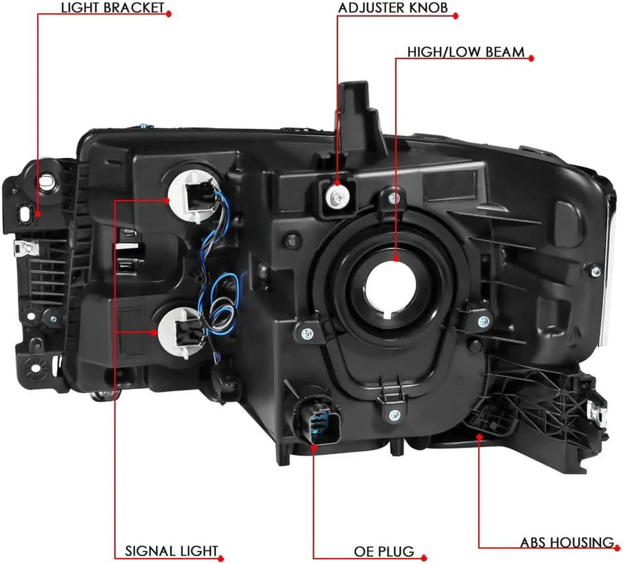 Alt view image 6 of 7 - DNA Motoring HL-FFLEX13-CH For 2013 to 2019 Ford Flex Pair Factory Style Chrome Housing Headlight Headlamps 14 15 16 17 18