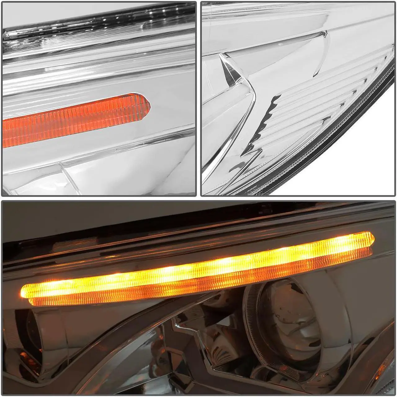 Alt view image 5 of 7 - DNA Motoring HL-HPL-LED-FF16-CH-AM For 2015 to 2018 Focus Dual HALO LED DRL Light Bar+Turn Signal Projector Headlight Chrome Housing Amber Corner Headlamp 16