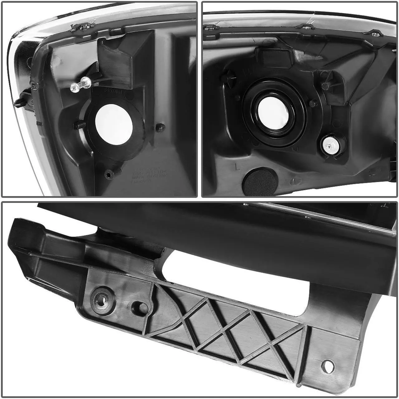 Alt view image 5 of 7 - DNA Motoring HL-OH-RM06-BK-AM For 2006 to 2009 Dodge Ram Truck 1500 2500 3500 Pair Black Housing Amber Corner Front Driving Headlight Lamps 07 08 ( Black / Clear )