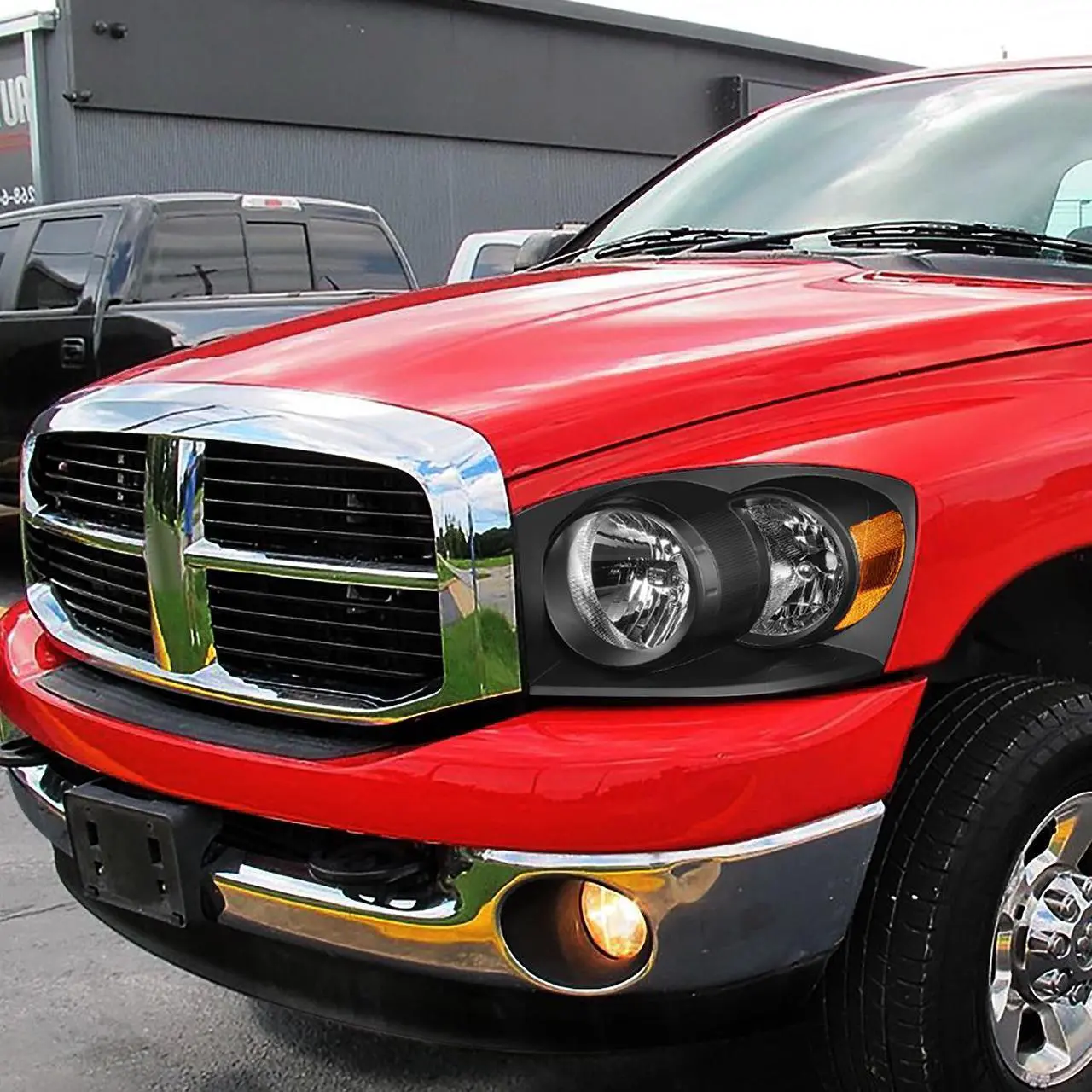 Alt view image 7 of 7 - DNA Motoring HL-OH-RM06-BK-AM For 2006 to 2009 Dodge Ram Truck 1500 2500 3500 Pair Black Housing Amber Corner Front Driving Headlight Lamps 07 08 ( Black / Clear )