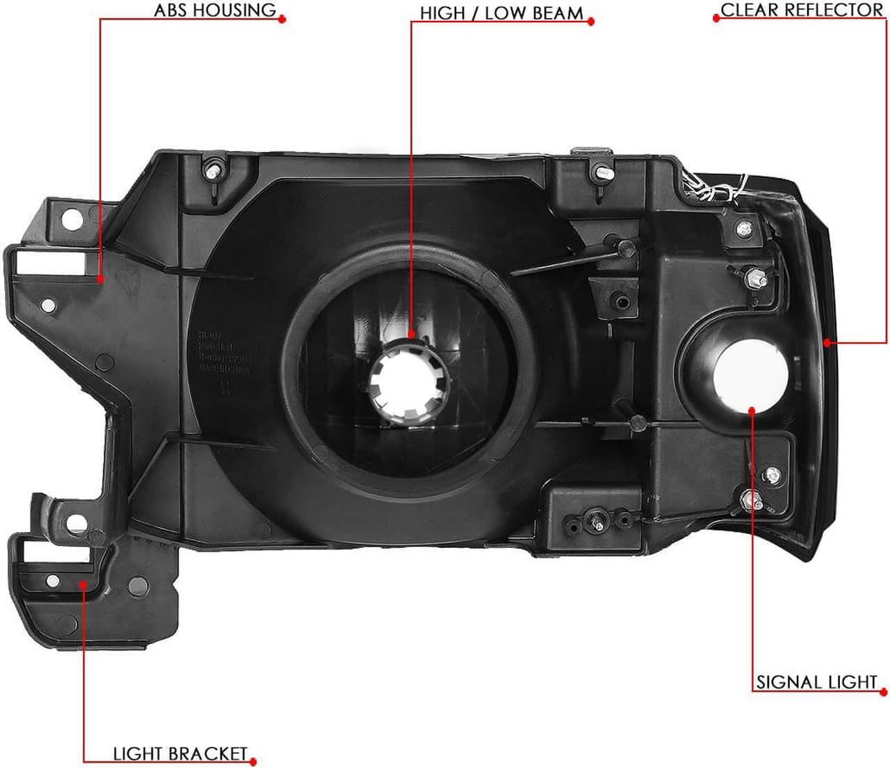 Alt view image 6 of 7 - DNA Motoring HL-LB-F15087-BK-SM-CL1 For 1987 to 1991 Ford F150 F250 F350 Bronco Smoked Housing Clear Corner LED DRL Headlight Headlamps 88 89 90