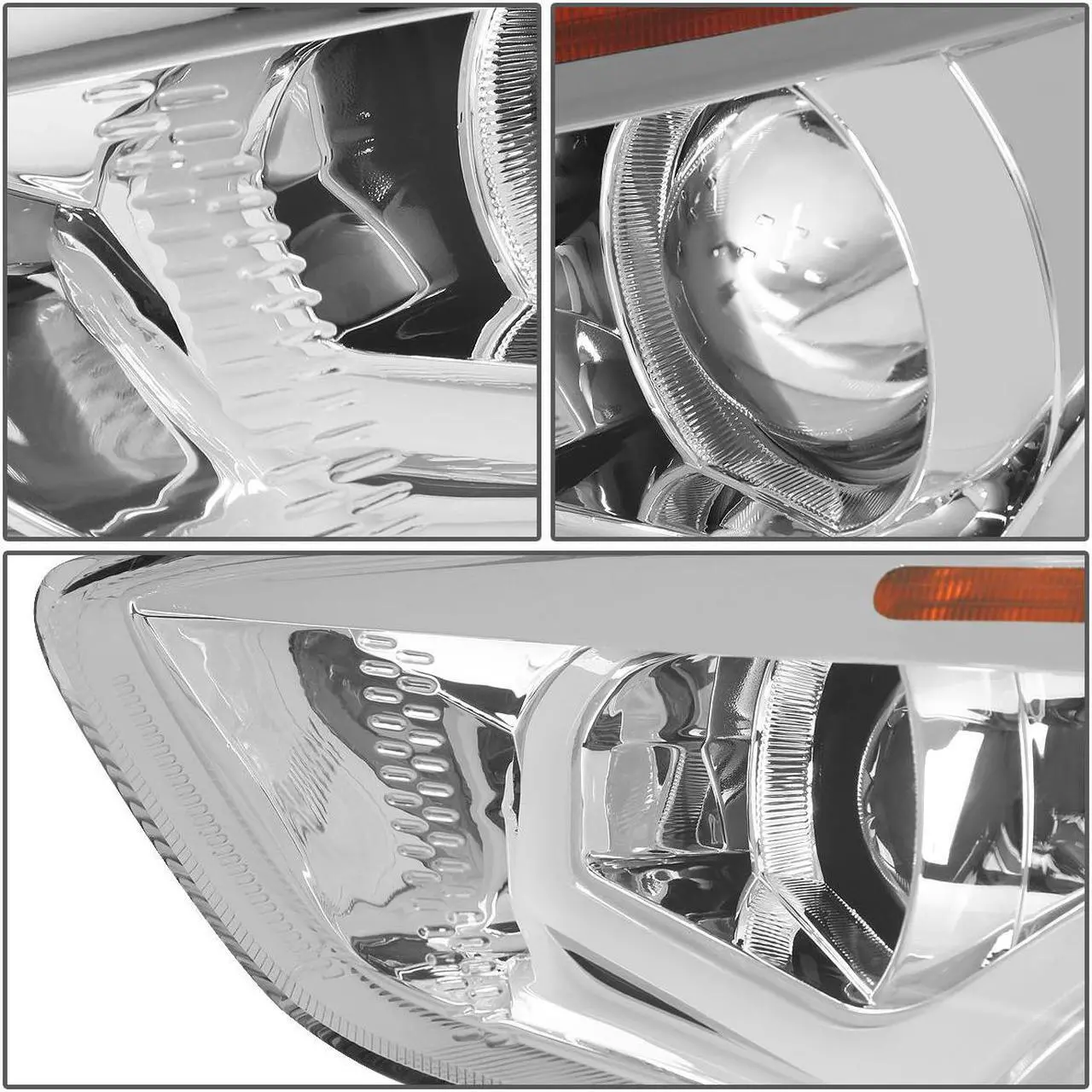 Alt view image 4 of 7 - DNA Motoring HL-HPL-LED-FF16-CH-AM For 2015 to 2018 Focus Dual HALO LED DRL Light Bar+Turn Signal Projector Headlight Chrome Housing Amber Corner Headlamp 16