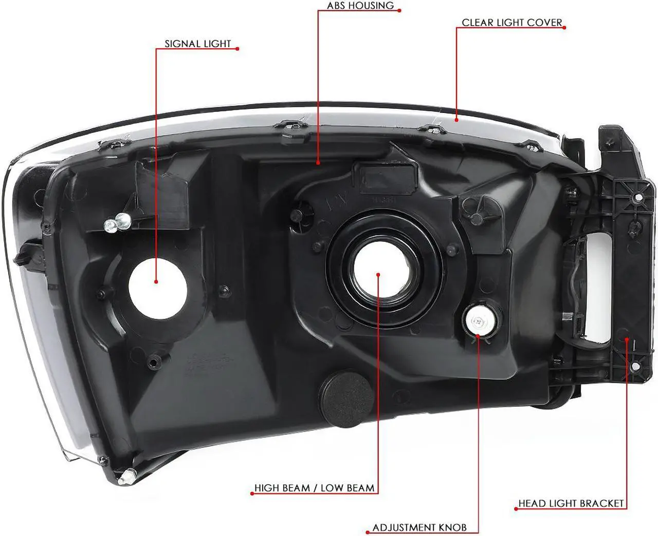 Alt view image 6 of 7 - DNA Motoring HL-OH-RM06-BK-AM For 2006 to 2009 Dodge Ram Truck 1500 2500 3500 Pair Black Housing Amber Corner Front Driving Headlight Lamps 07 08 ( Black / Clear )