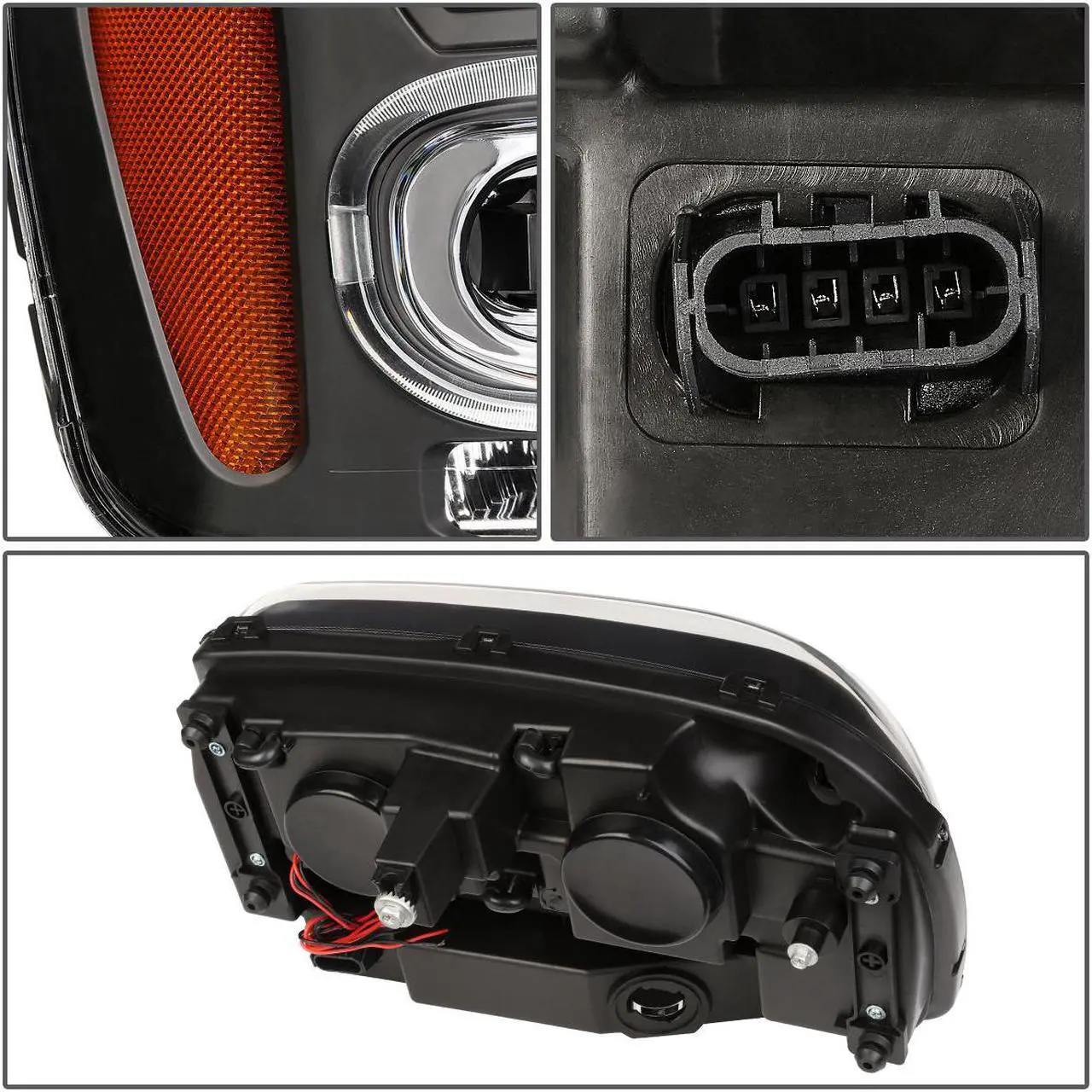 Alt view image 4 of 5 - DNA Motoring HL-HPL-CTR02-BK-AM For 2002 to 2009 Chevy Trailblazer LED Daytime Running Projector Headlight Black Housing Amber Corner Headlamp 03 04 05 06 07 08 Left + Right
