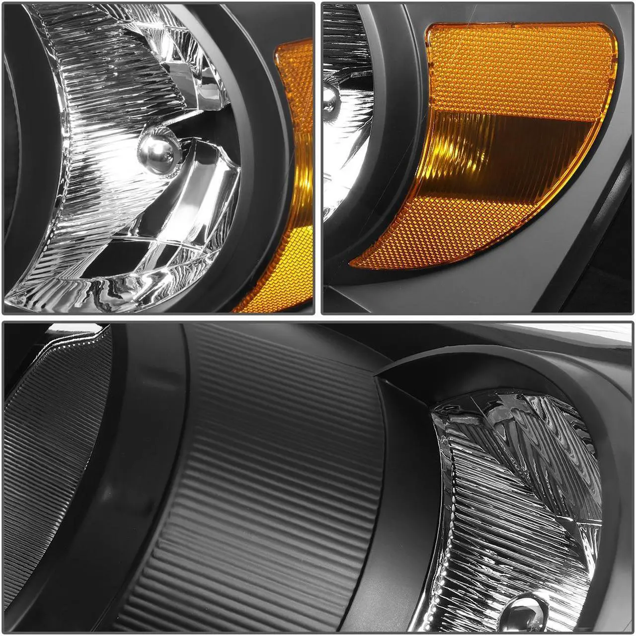 Alt view image 4 of 7 - DNA Motoring HL-OH-RM06-BK-AM For 2006 to 2009 Dodge Ram Truck 1500 2500 3500 Pair Black Housing Amber Corner Front Driving Headlight Lamps 07 08 ( Black / Clear )