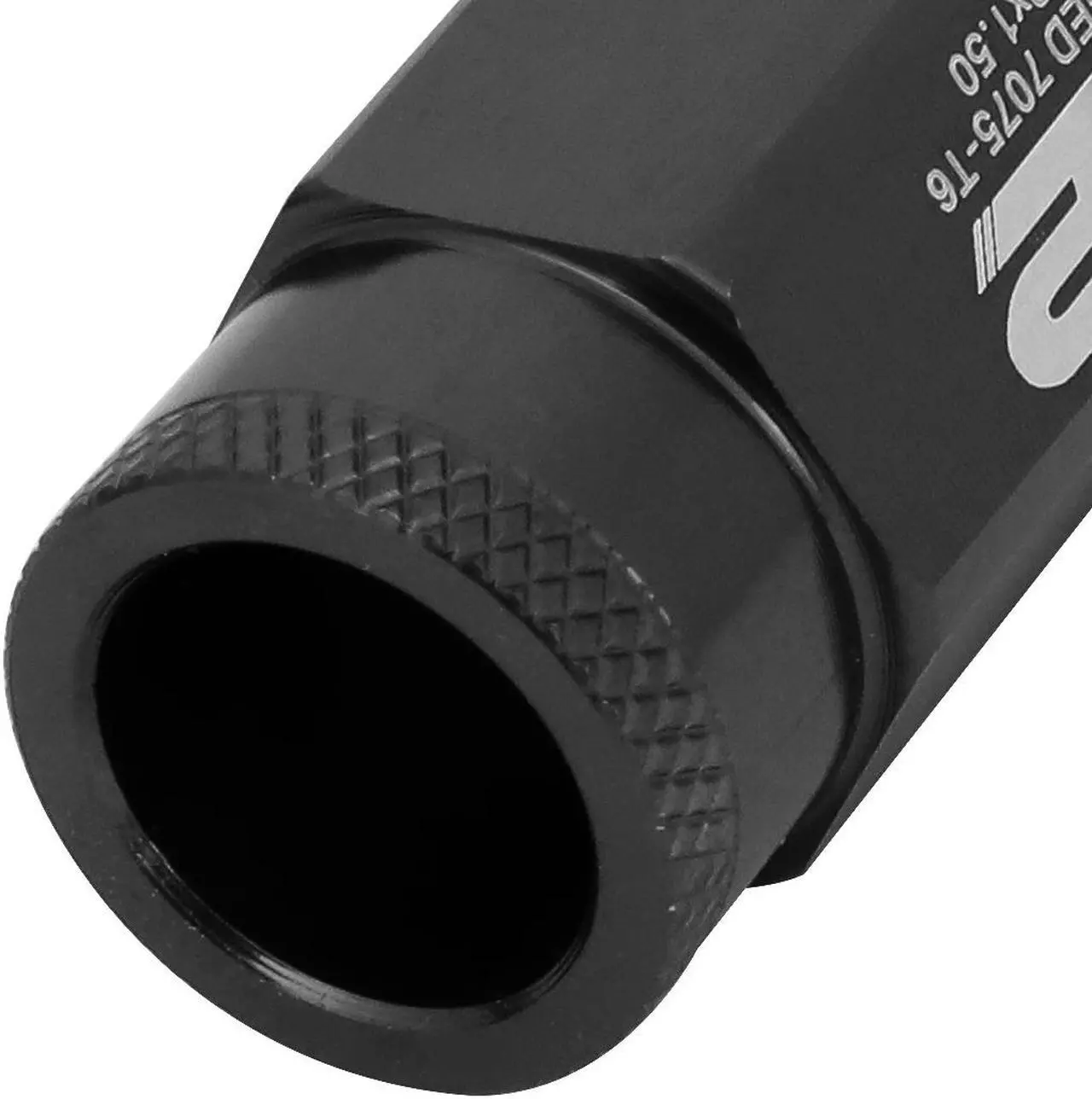Alt view image 5 of 7 - J2 Engineering LN-T7-013-15-BK J2 Engineering 7075 -T6 Forged Aluminum M12X1.5 20Pcs 50mm Height Open -End Lug Nut Sets w / Socket Adapter (Black)