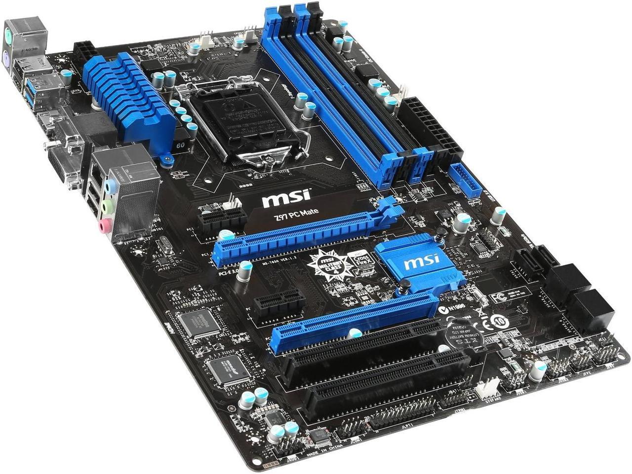Alt view image 9 of 9 - MSI Z97 PC Mate LGA 1150 Intel Z97 HDMI SATA 6Gb/s USB 3.0 ATX Intel Motherboard