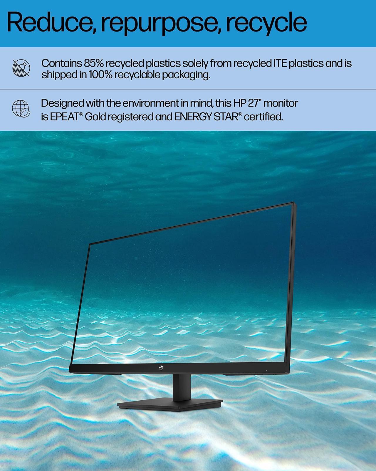 Alt view image 13 of 13 - HP 27h 27" Full HD IPS 75Hz Desktop Monitor Black 737K9AA