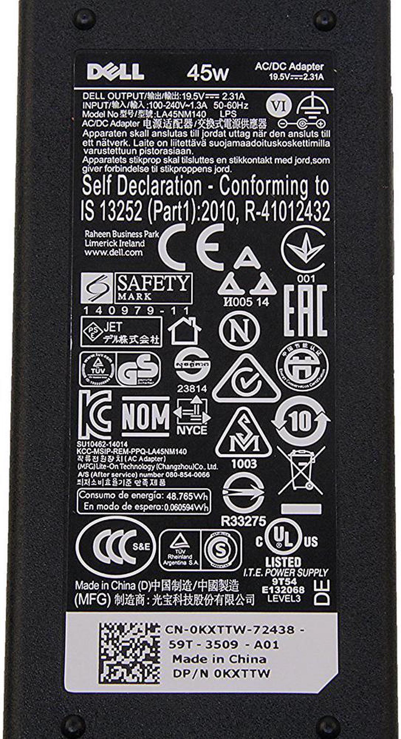 Alt view image 2 of 2 - Dell Inspiron 45W Laptop Charger Adapter Power Cord for Inspiron 15 3551 3552 3558 3559 5551 5552 5555 5558 5559 5565 5567 5568 5578 7558 7568 7569 7579; Inspiron 17 5755 5758 5759; XPS 11 12 13
