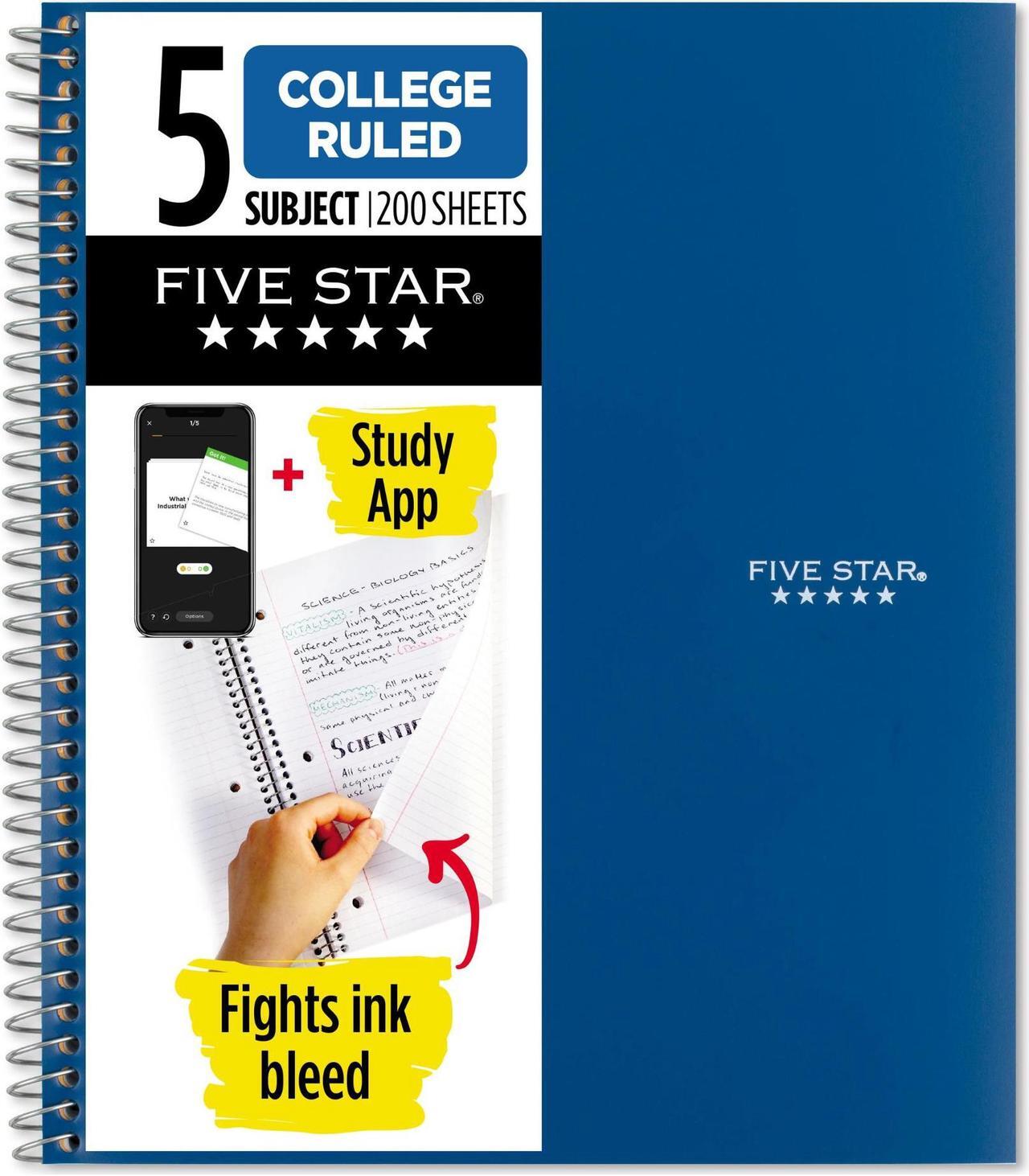 Main image of Five Star 5-Subject Spiral Notebook [College Ruled]: 8 in. x 0.319 yds. (Blue)