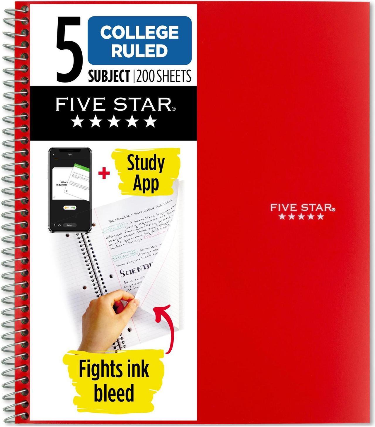 Alt view image 2 of 7 - Five Star 5-Subject Spiral Notebook [College Ruled]: 8 in. x 0.319 yds. (Blue)