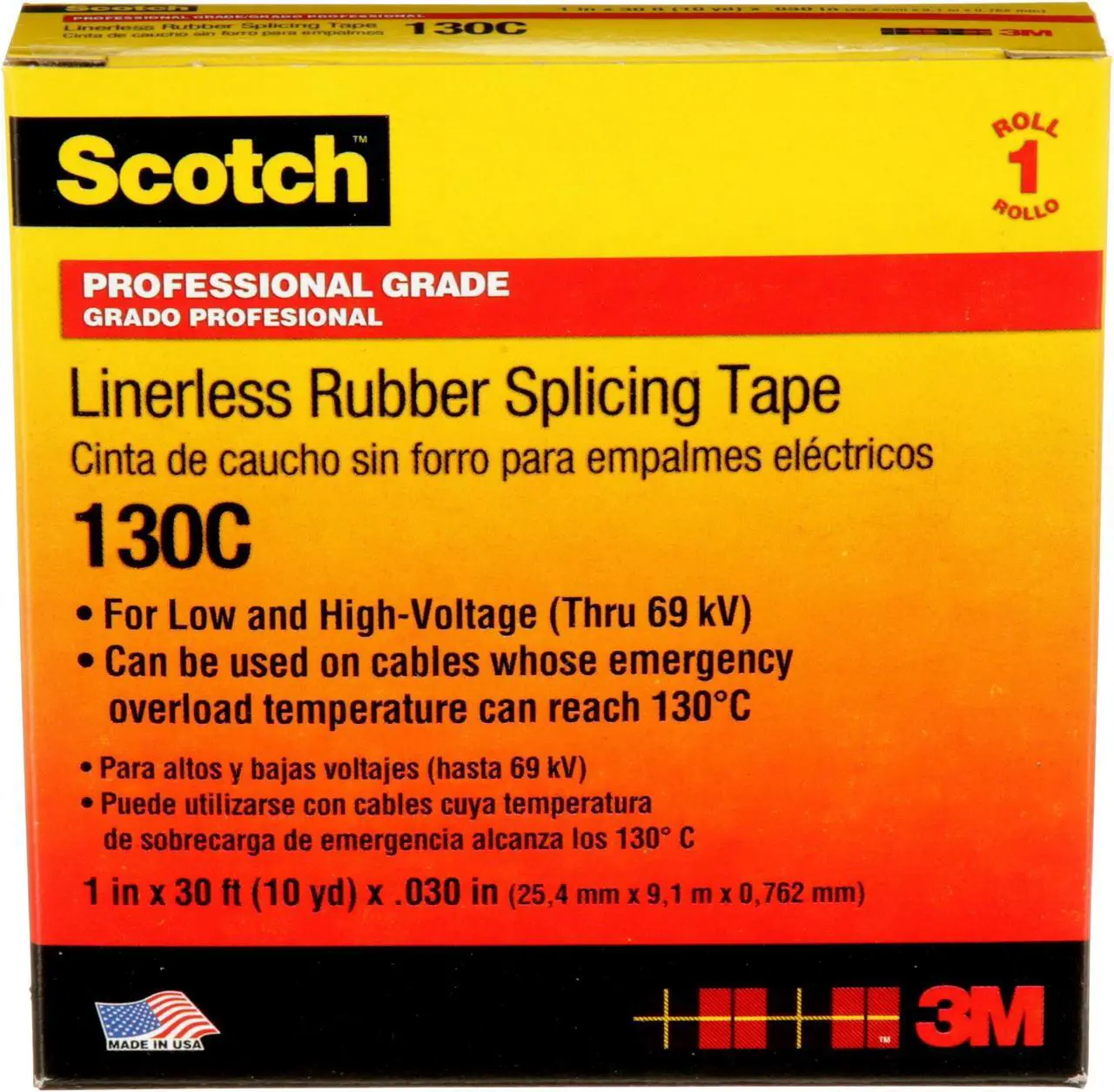 Alt view image 6 of 7 - Scotch Linerless Rubber Splicing Tape (130C): 4 in. x 30 ft. (Black)