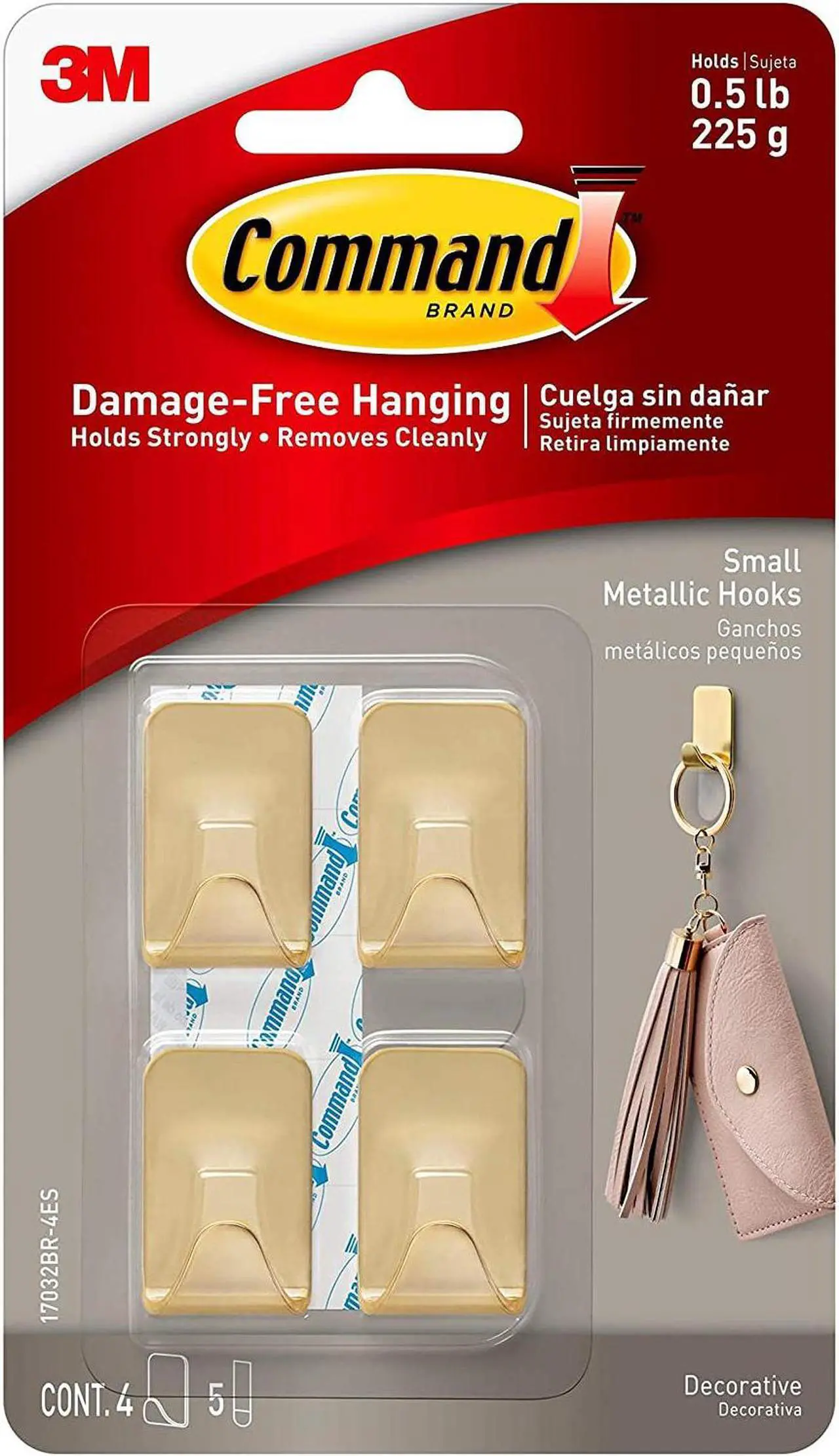 Main image of Command Small Metallic Hooks [Removable]: small / 4-pack (Brass)