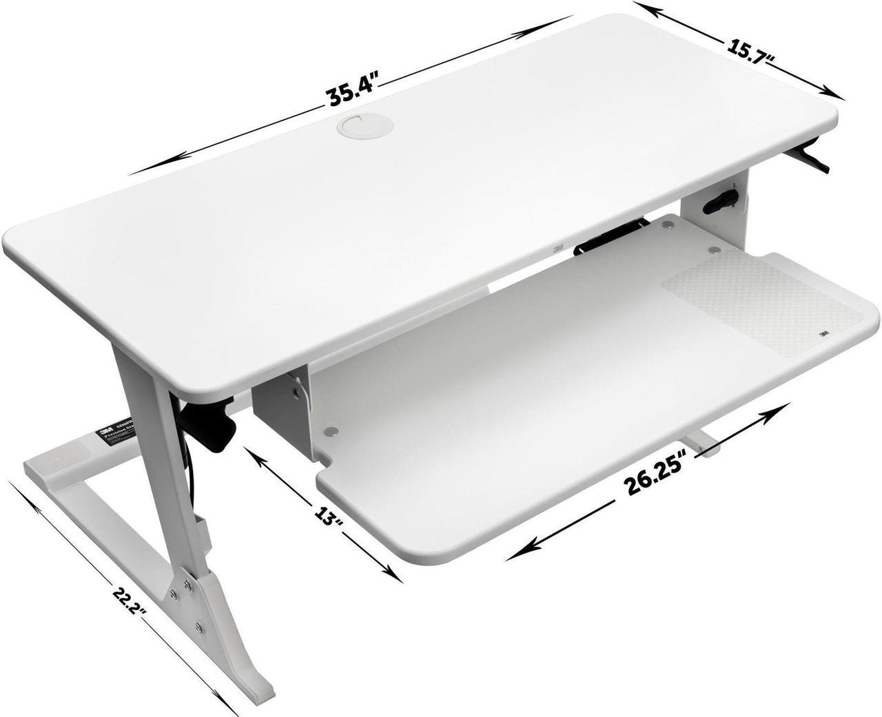 Alt view image 5 of 11 - Precision Standing Desk, 35.4" x 23.2" x 6.2" to 20", White