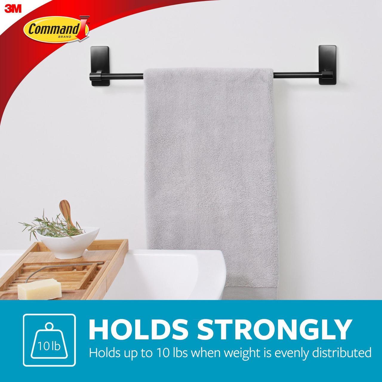 Alt view image 2 of 7 - Command Bath Towel Bar [Removable]: 24 in. width (Matte Black) *4 strips