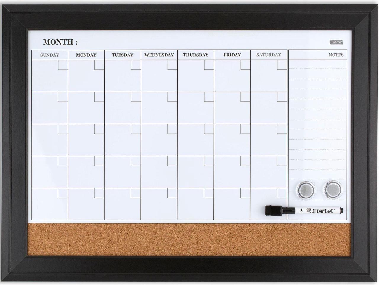 Alt view image 16 of 20 - Quartet Combination Magnetic Whiteboard Calendar & Corkboard 23x17 Black