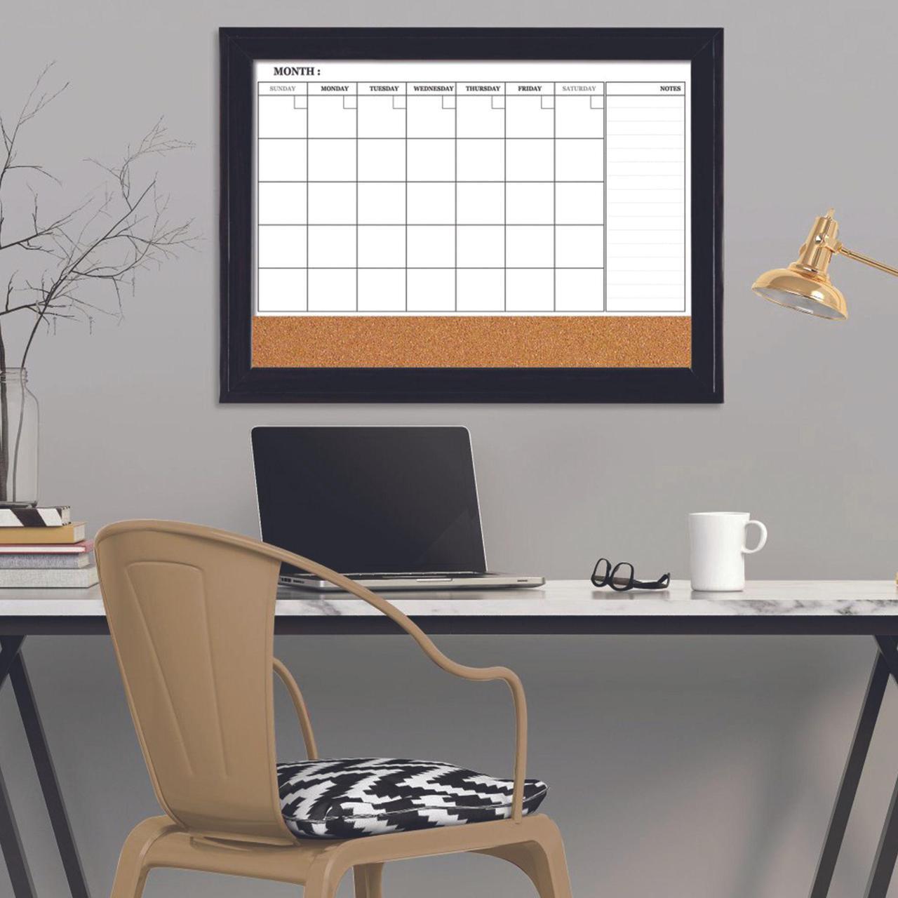 Alt view image 17 of 20 - Quartet Combination Magnetic Whiteboard Calendar & Corkboard 23x17 Black