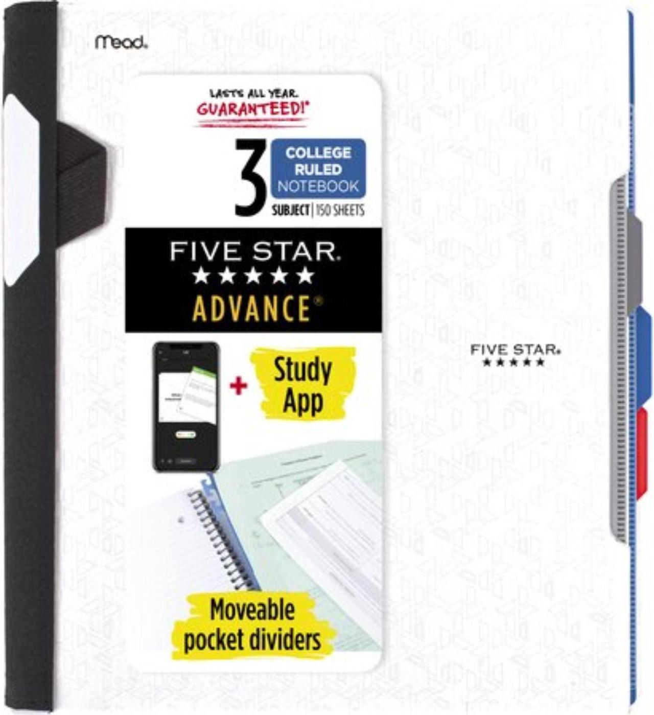 Main image of Five Star Advance 3-Subject Spiral Guard Notebook [College Ruled]: 8-1/2 in. x 11 in. (White)