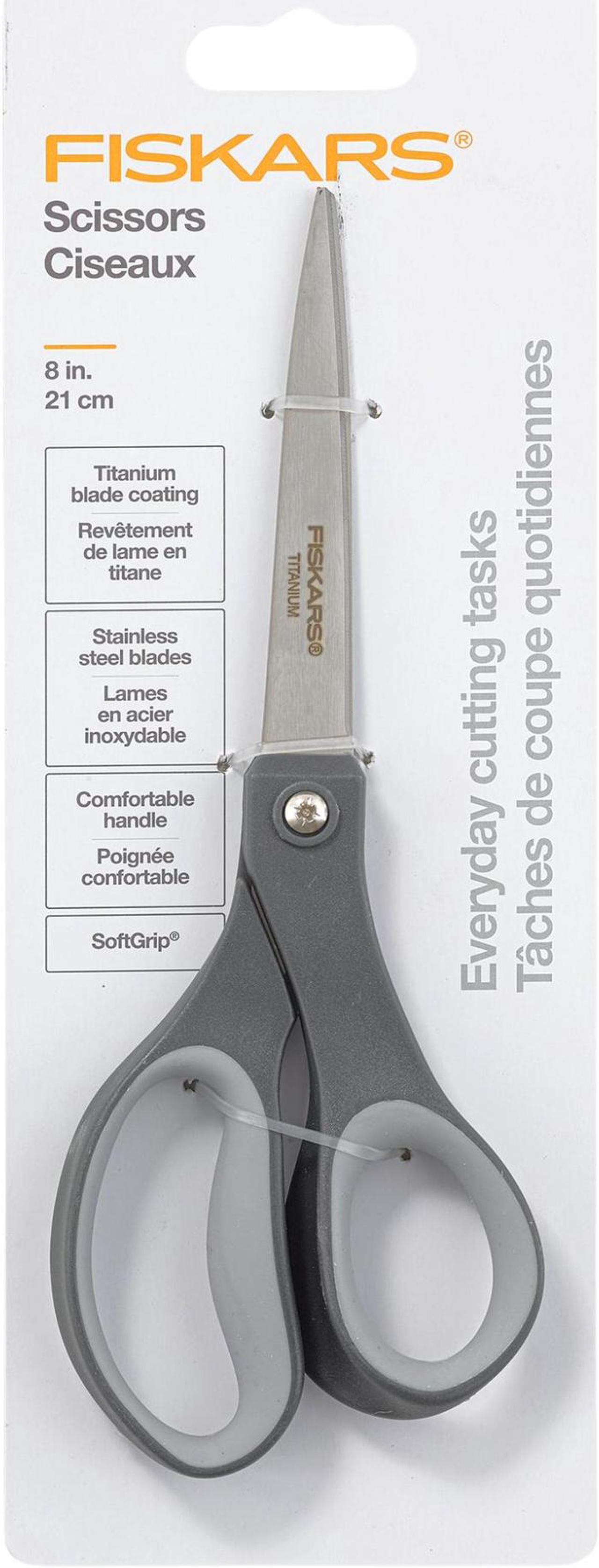 Alt view image 2 of 7 - Fiskars Everyday Titanium Scissors [SoftGrip]: 8 in. / 2-pack (White and Green) - OEM