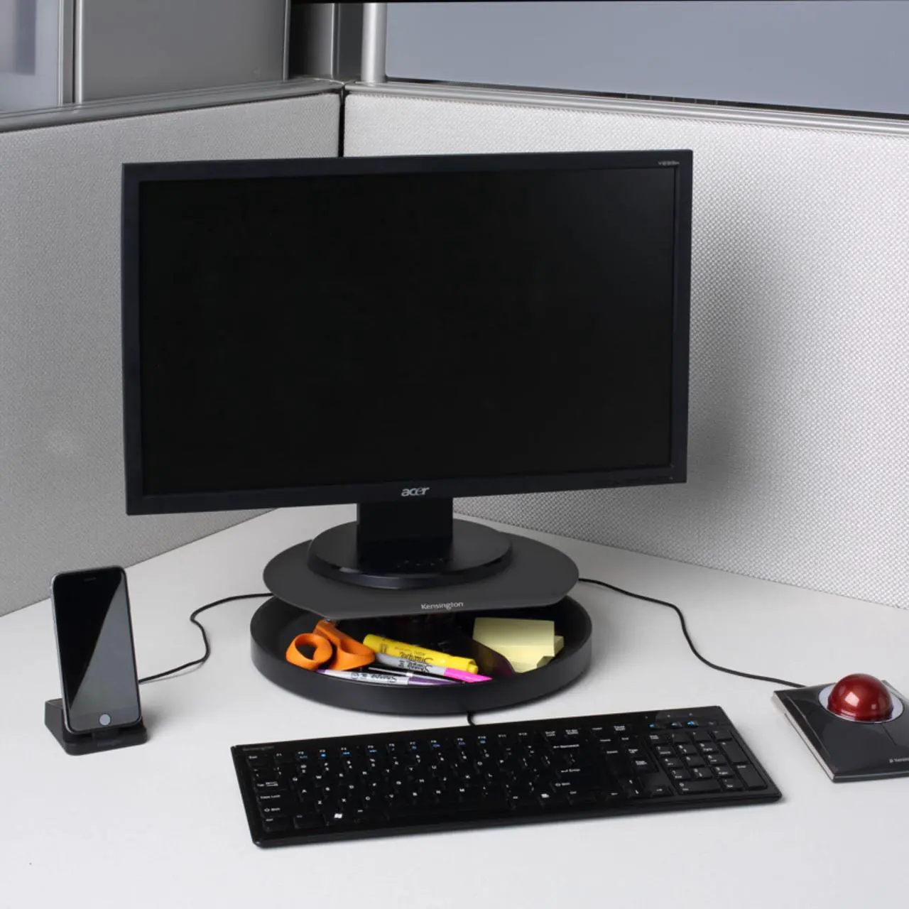 Alt view image 16 of 16 - Kensington Monitor Stand SmartFit 12-3/5"Wx12-3/5"Dx3-1/10"H Black 52787