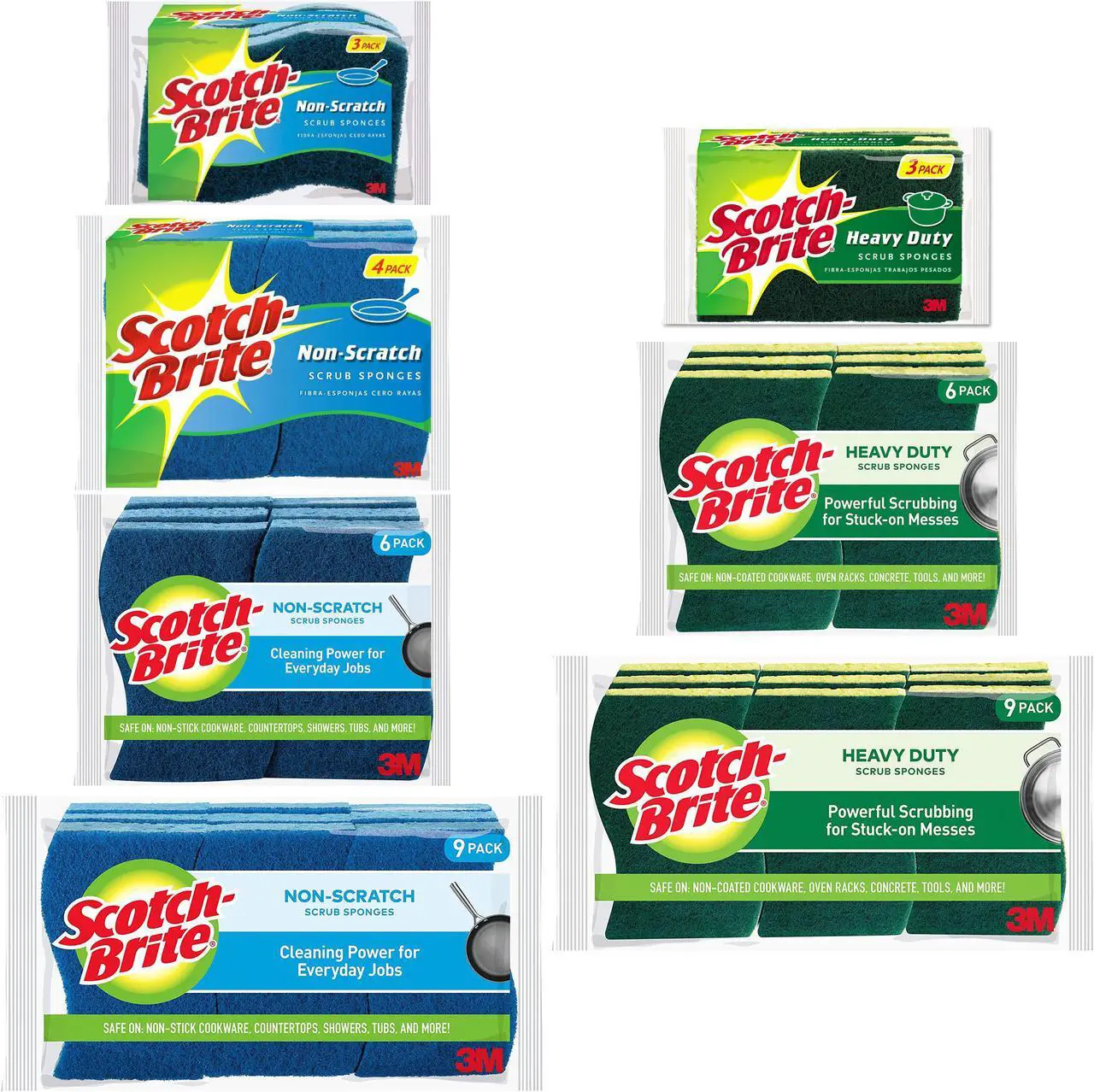 Alt view image 5 of 13 - 3M 93684 Scotch Brite 9 Pack Non-Scratch Scrub Sponges