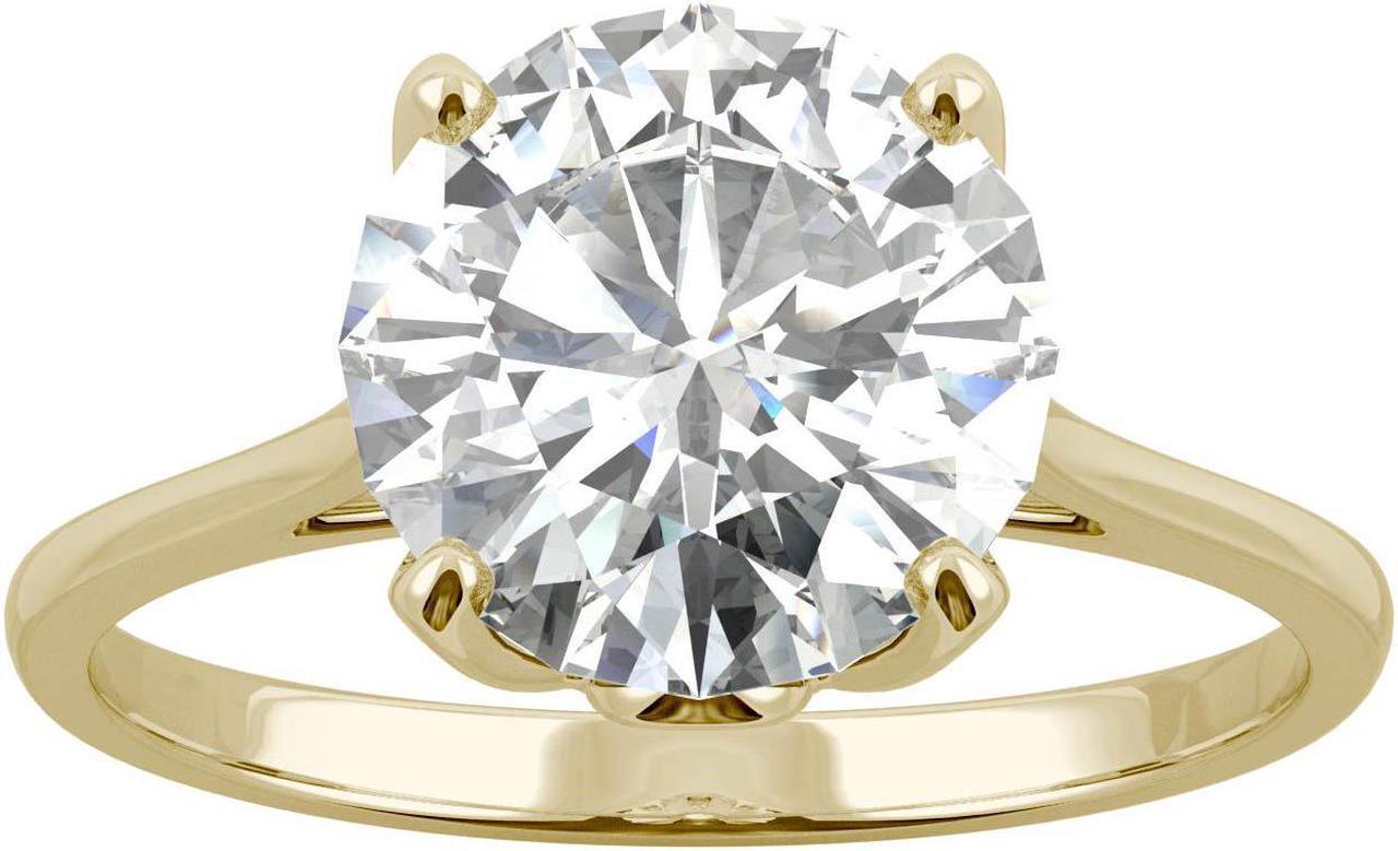 Main image of 14K Yellow Gold Moissanite by Charles & Colvard 9mm Round Engagement Ring-size 7 2.70ct DEW