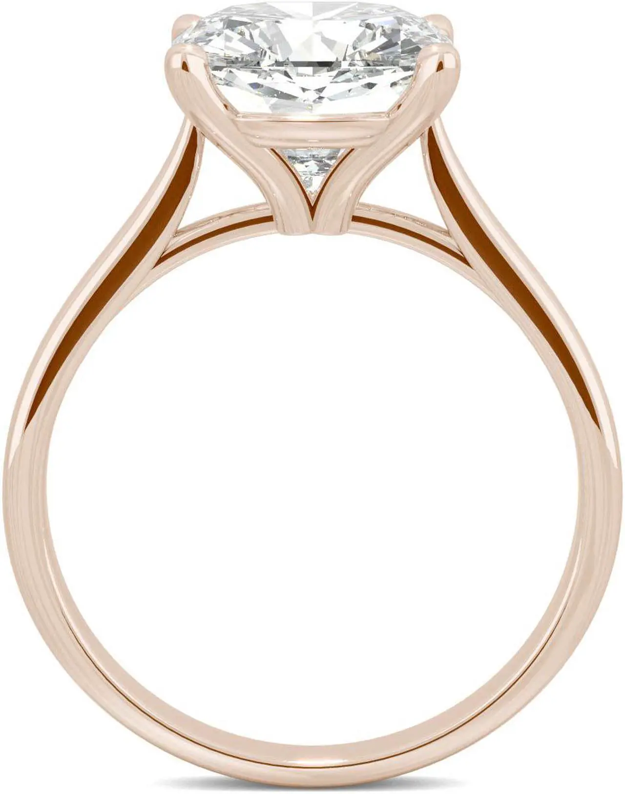 Alt view image 3 of 7 - 14K Rose Gold Moissanite by Charles & Colvard 9.0mm Cushion Solitaire Ring- size 9 3.30ct DEW