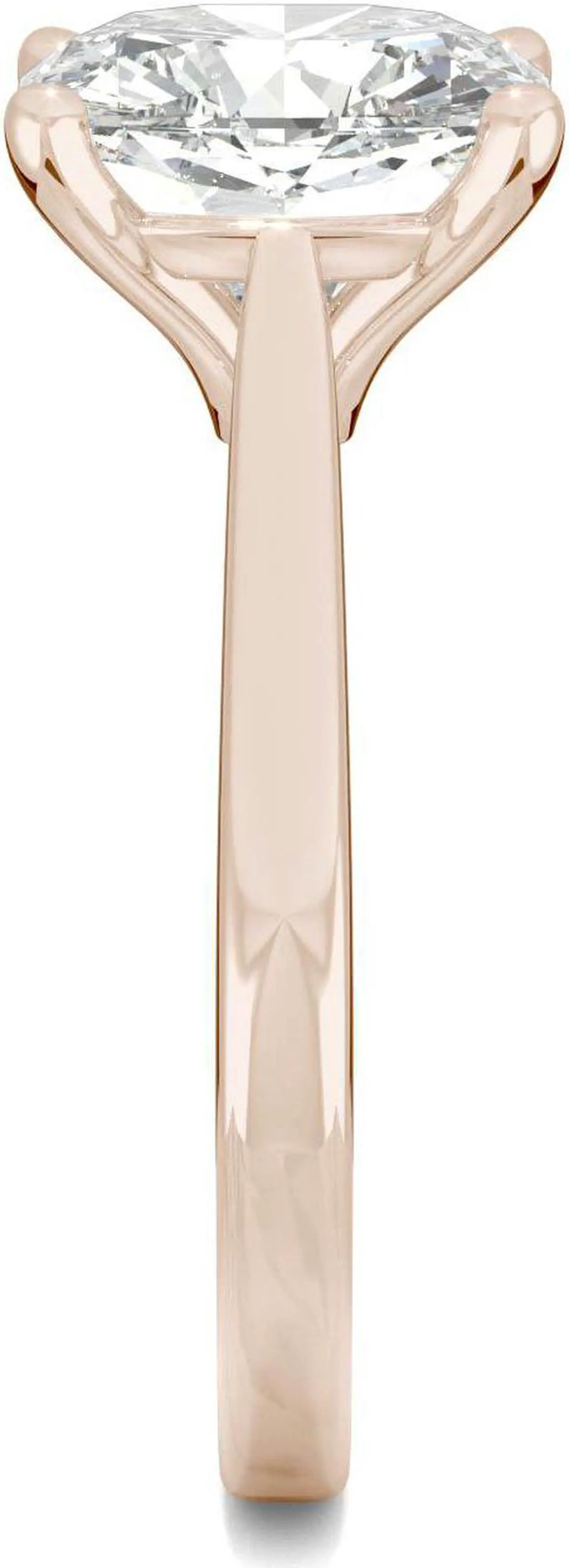 Alt view image 5 of 7 - 14K Rose Gold Moissanite by Charles & Colvard 9.0mm Cushion Solitaire Ring- size 9 3.30ct DEW