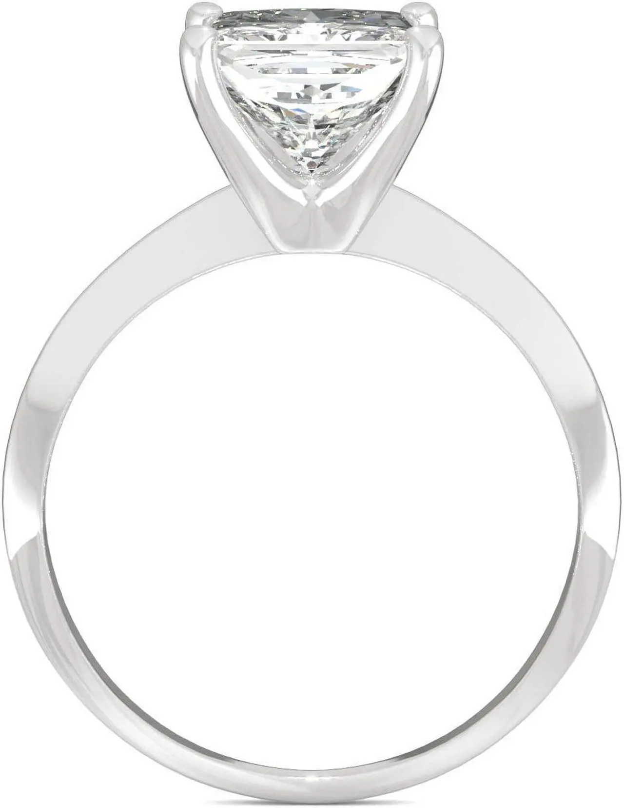 Alt view image 3 of 7 - 14K White Gold Moissanite by Charles & Colvard 7mm Princess Cut Engagement Ring-size 5 1.92ct DEW