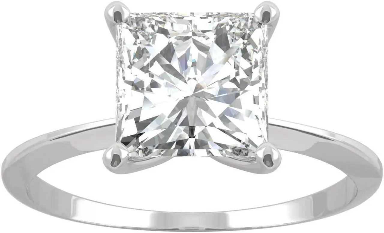Main image of 14K White Gold Moissanite by Charles & Colvard 7mm Princess Cut Engagement Ring-size 5 1.92ct DEW
