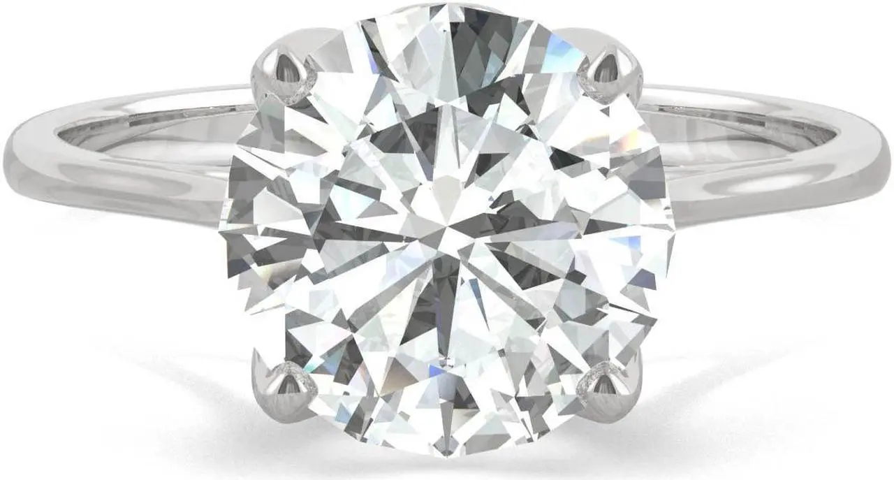 Alt view image 4 of 7 - 14K White Gold Moissanite by Charles & Colvard 9mm Round Engagement Ring-size 7 2.70ct DEW