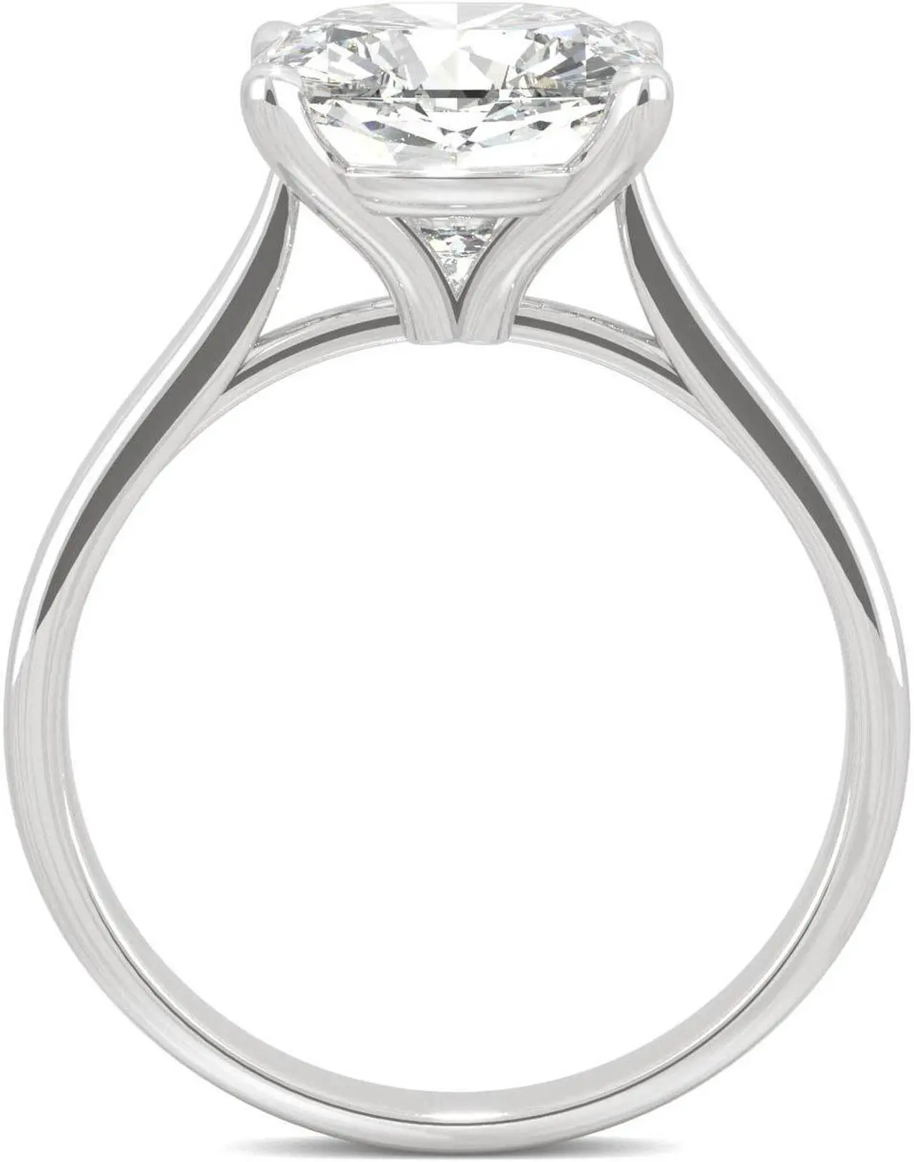 Alt view image 3 of 7 - 14K White Gold Moissanite by Charles & Colvard 9.0mm Cushion Solitaire Ring- size 9 3.30ct DEW