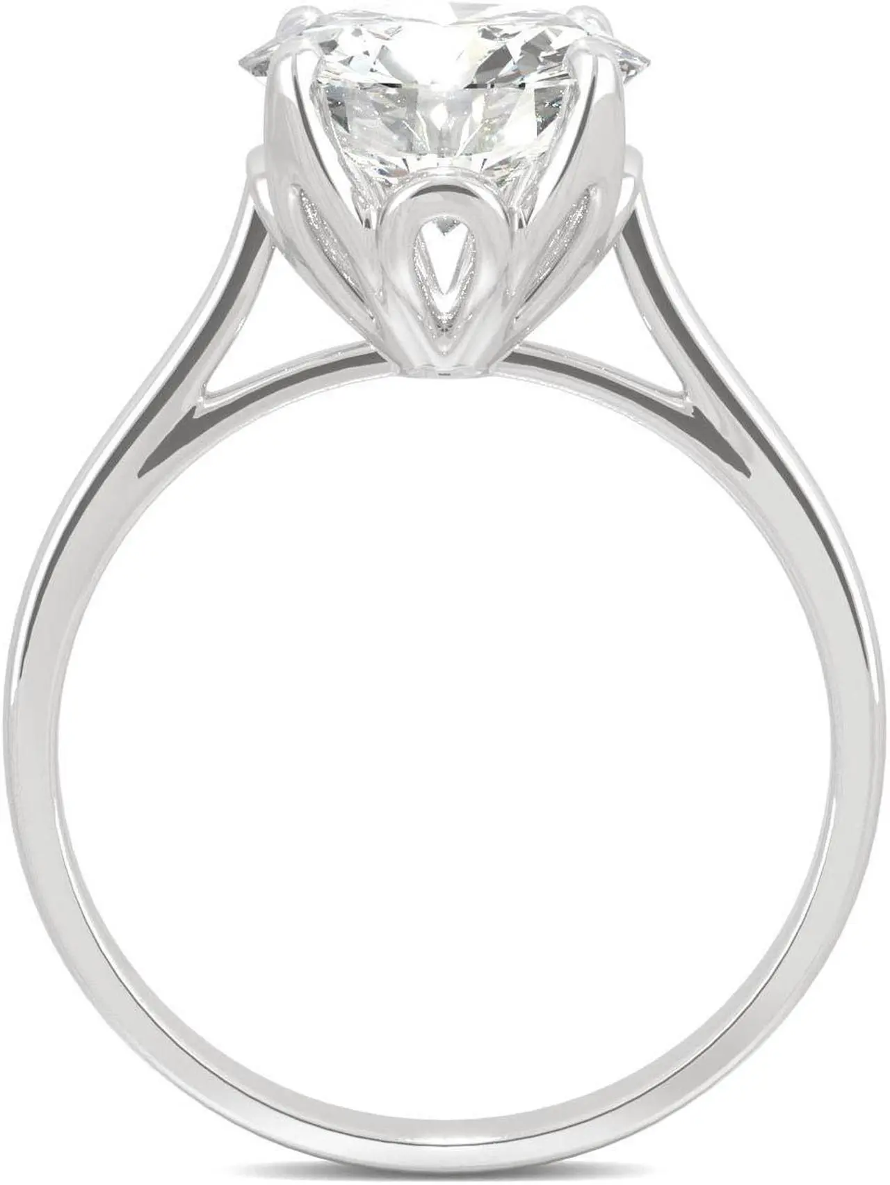 Alt view image 3 of 7 - 14K White Gold Moissanite by Charles & Colvard 9mm Round Engagement Ring-size 7 2.70ct DEW
