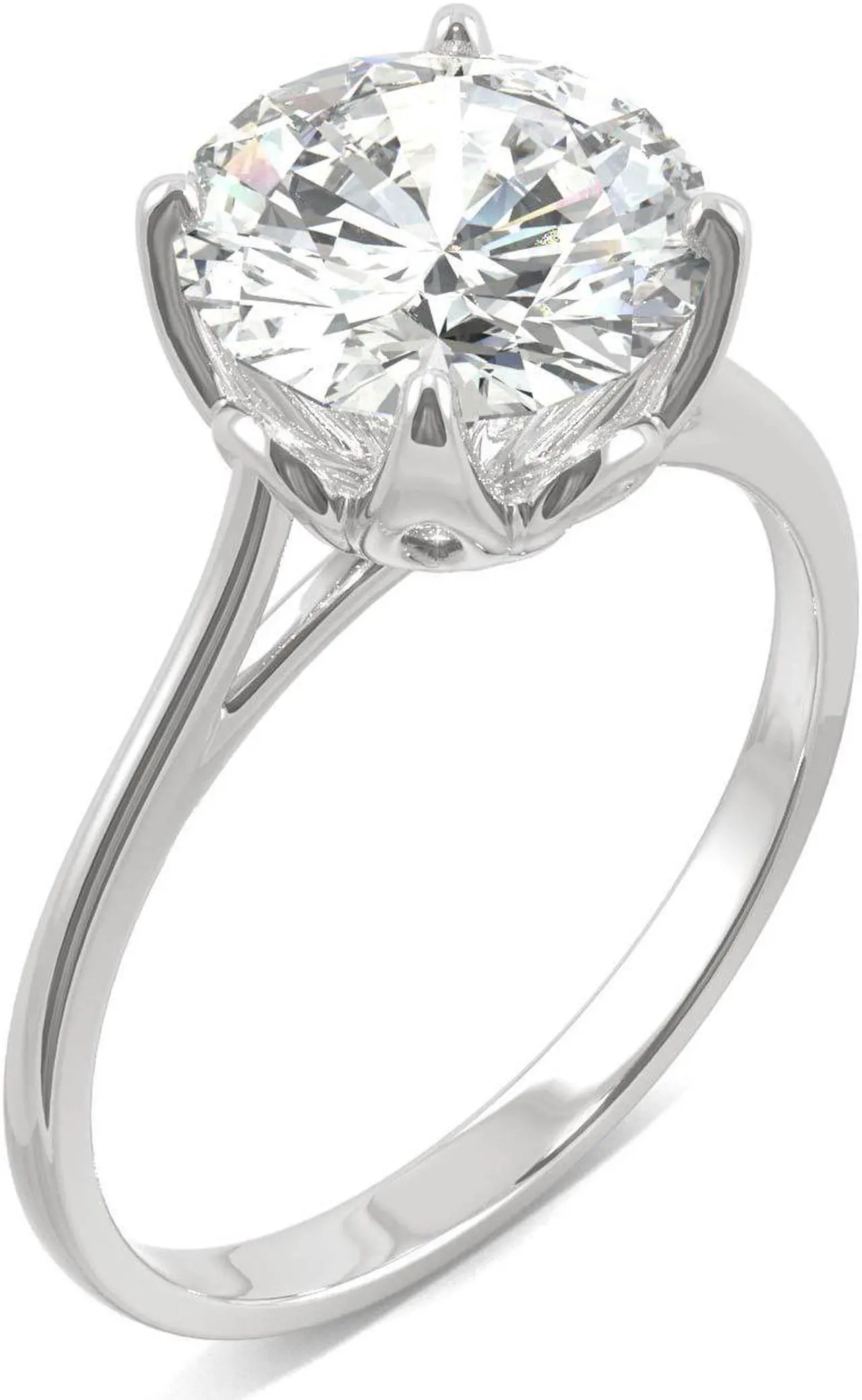 Alt view image 2 of 7 - 14K White Gold Moissanite by Charles & Colvard 9mm Round Engagement Ring-size 7 2.70ct DEW