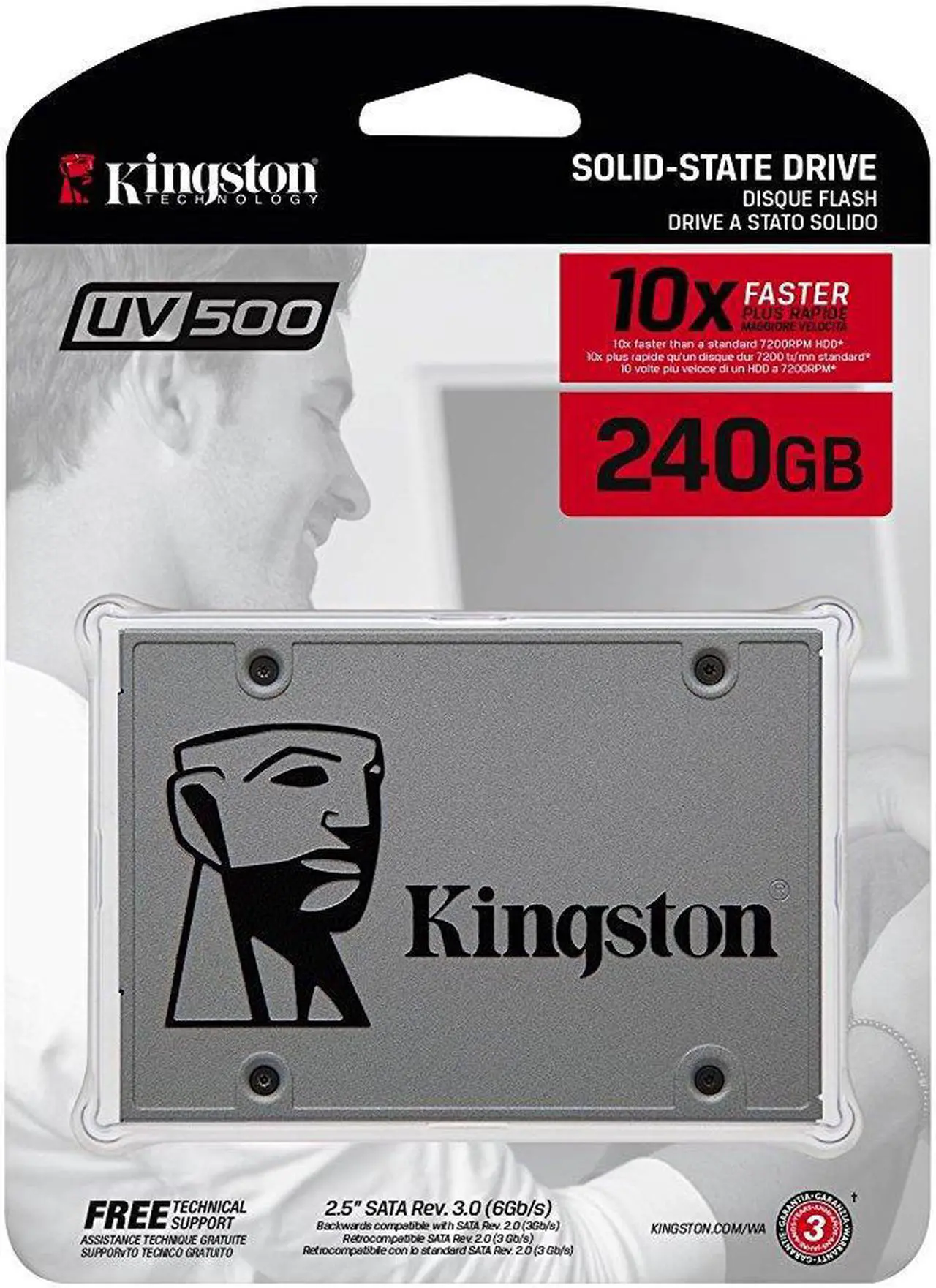 Alt view image 2 of 20 - Kingston UV500 240GB 2.5" 3D NAND SATA Internal Solid State Drive