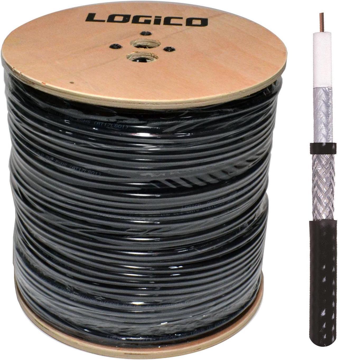 Main image of RG6 Coaxial Cable Dual Shield Outdoor Direct Burial Gel 1000ft 18AWG Black 3GHz