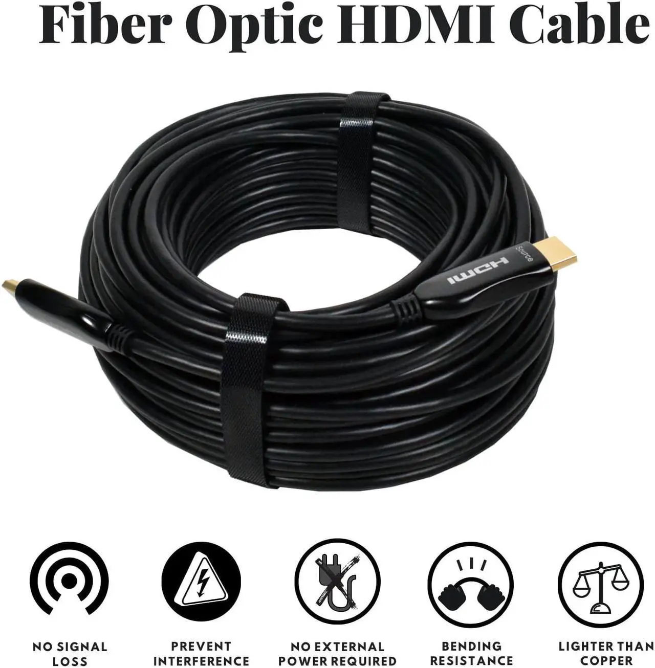 Alt view image 3 of 4 - Logico 40ft FIBER OPTIC HDMI CABLE 4K  HDMI 2.0 a/b Compliant, HDCP 2.2 Super High-Speed, Ultra HD HDMI ARC cable with HDR. Perfect for HDTV/Projector/Home Theatre/Roku TV/Apple TV/Video Game Console