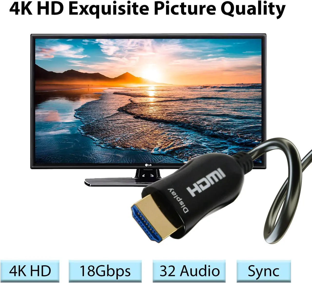 Alt view image 2 of 4 - Logico 40ft FIBER OPTIC HDMI CABLE 4K  HDMI 2.0 a/b Compliant, HDCP 2.2 Super High-Speed, Ultra HD HDMI ARC cable with HDR. Perfect for HDTV/Projector/Home Theatre/Roku TV/Apple TV/Video Game Console