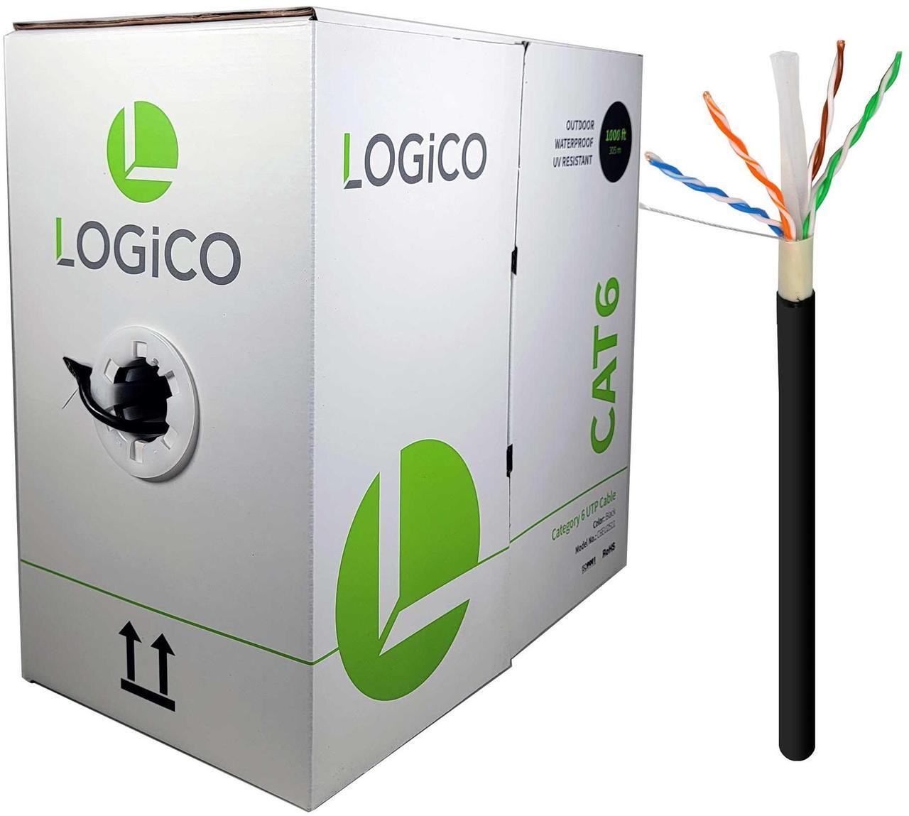 Main image of CAT6 Black Outdoor 4 Pairs UTP Direct Burial Network 1000 ft 23 AWG UV Cable