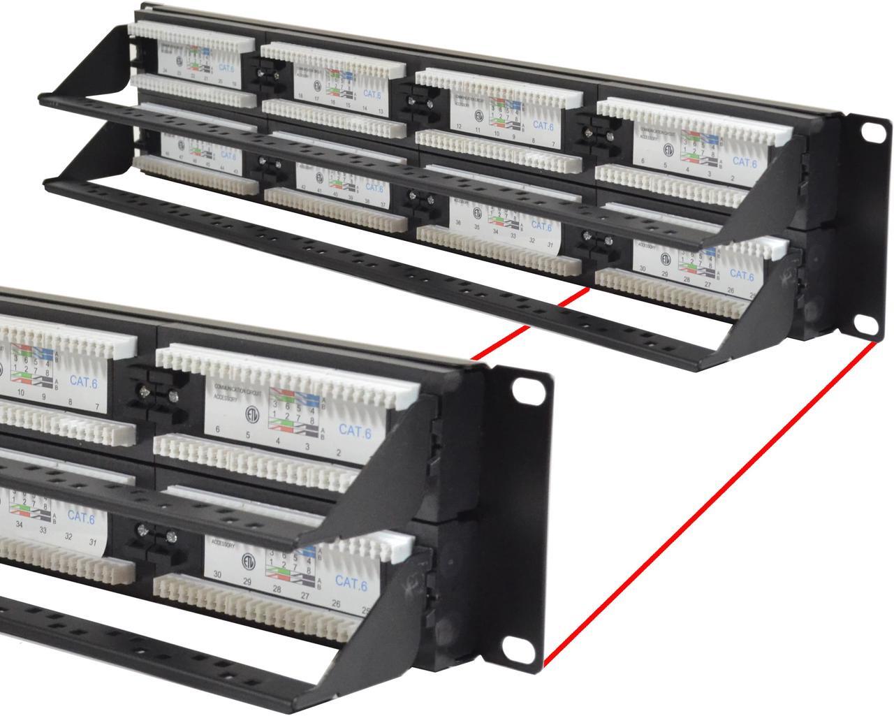 Alt view image 3 of 4 - Cat6 UTP 48 Port Network LAN Patch Panel 2U 110 with cable management