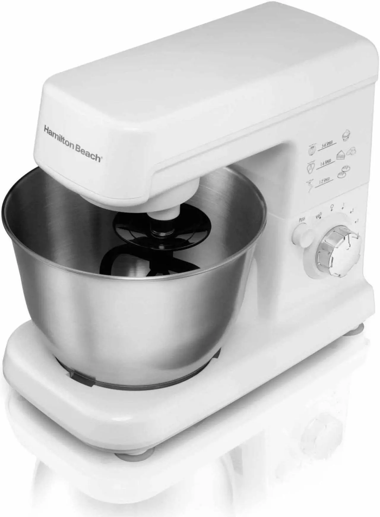 Alt view image 4 of 8 - Hamilton Beach 300W 6 Speed 3.5 Quart Countertop Stand Mixer, White | 63329