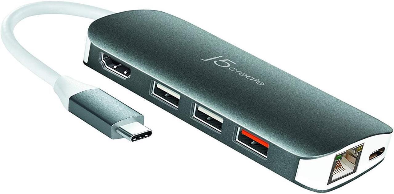Alt view image 8 of 20 - j5create USB-C Multi Adapter-HDMI / Ethernet / USB 3.1 / PD 3.0 / Memory Card Reader / Writer