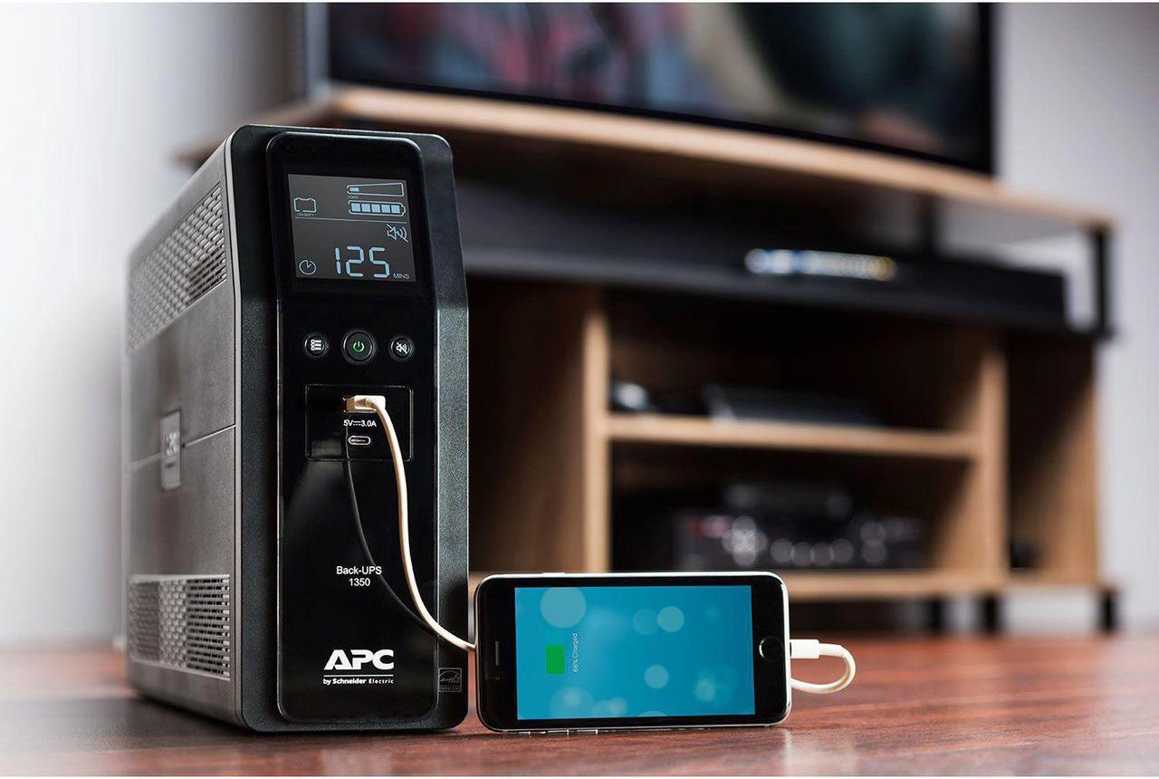 Alt view image 2 of 2 - APC Back-UPS Pro 1375 VA, 120V, AVR, LCD, 2 USB Charging Ports, 10 NEMA Outlets (4 Surge)