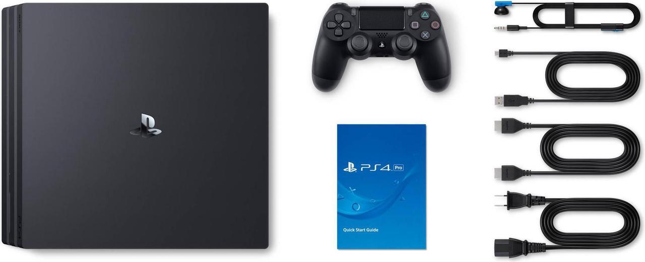 Alt view image 8 of 8 - Sony Playstation 4 Pro Jet Black CUH-7015B 1TB Console with Controller & Cable