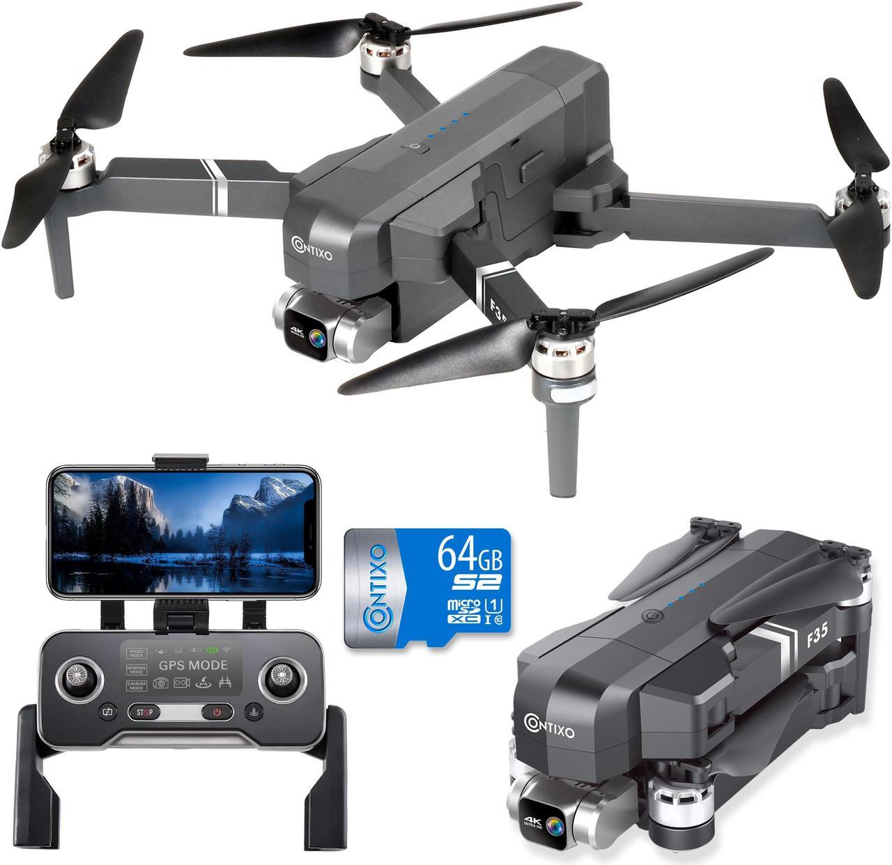 Alt view image 12 of 12 - Contixo F35 GPS Drone with 4K UHD Camera 2-Axis Self-stabilizing Gimbal 5G WiFi FPV RC Quadcopter Brushless Drone for Adults, Bonus 64GB SD Card Carrying Case