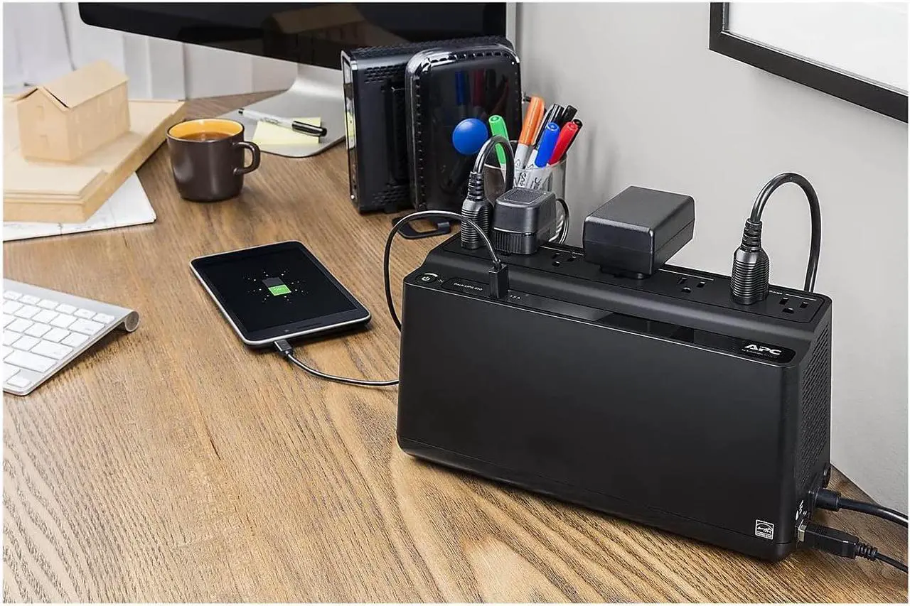Alt view image 3 of 3 - apc back-ups 650 battery backup and surge protector black (bvn650m1)