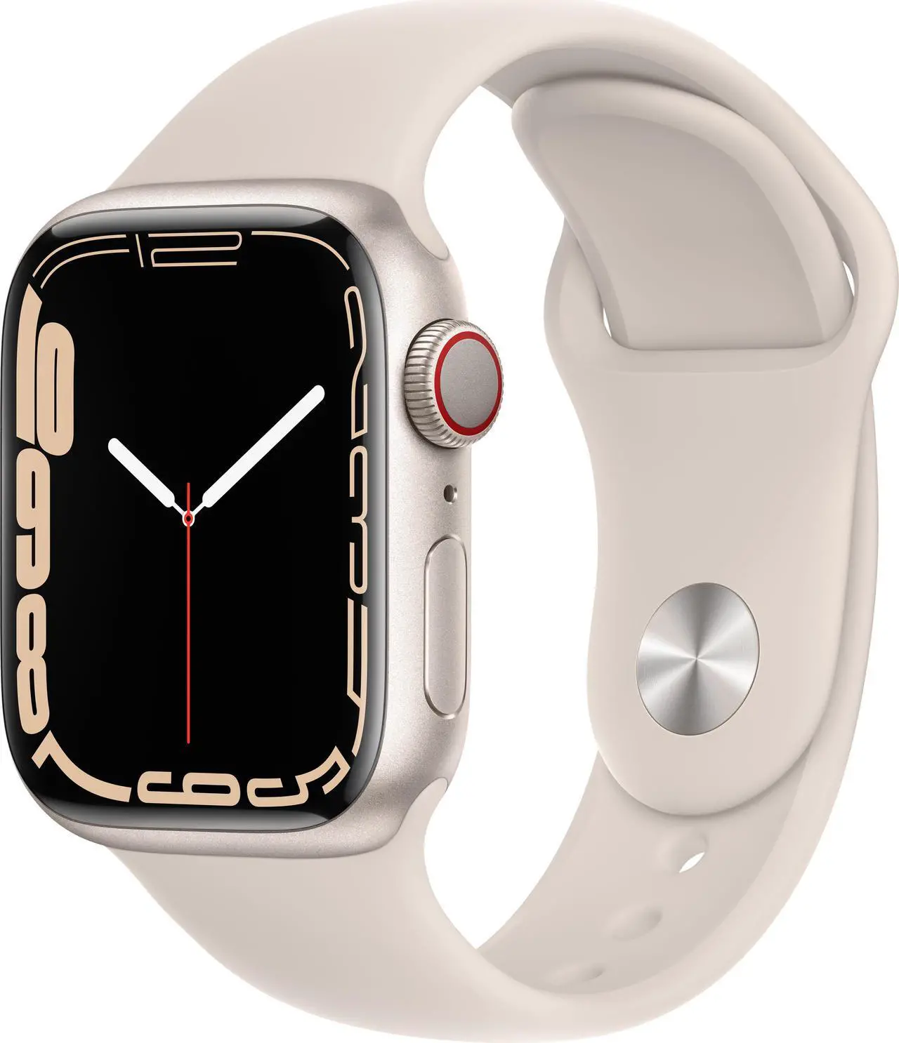 Alt view image 5 of 11 - Apple Watch Series 7 GPS + Cellular 45mm Starlight Aluminum Case with Starlight Sport Band - Regular